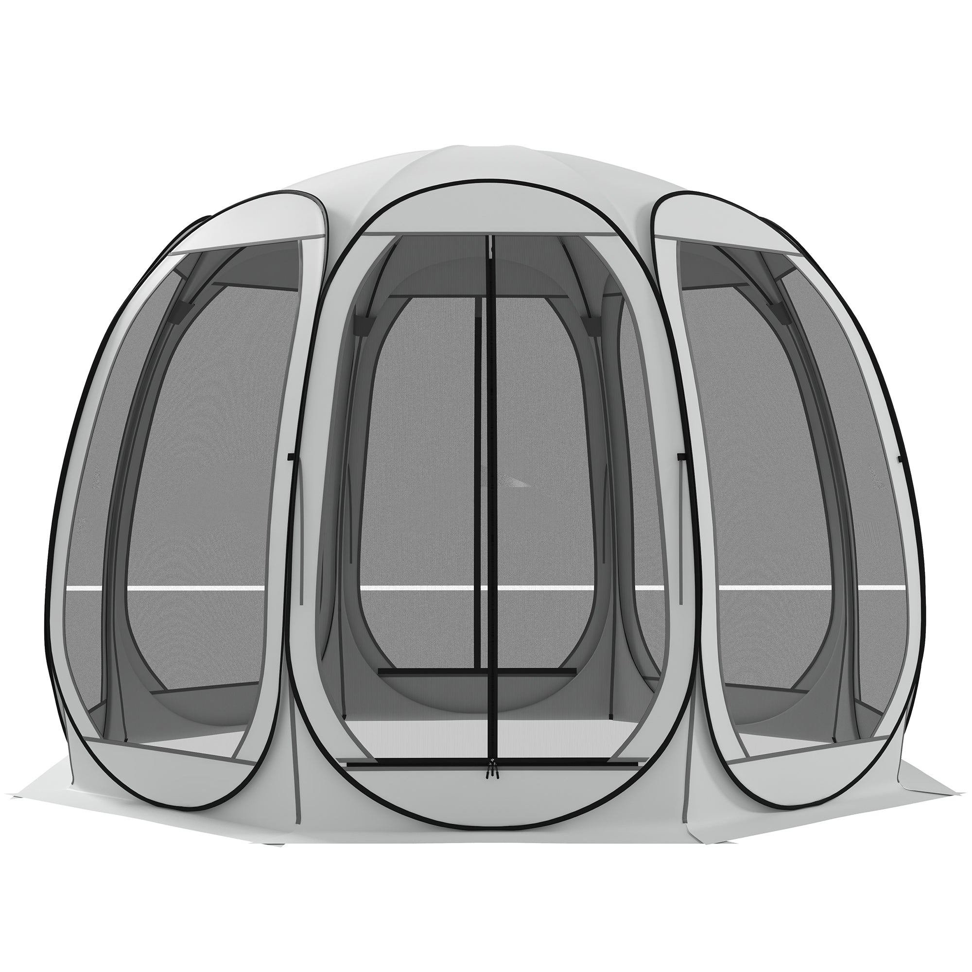 11' x 11.5' Screen Tent, Pop Up Camping Gazebo with Portable Carry Bag and 2 Doors, Cream White