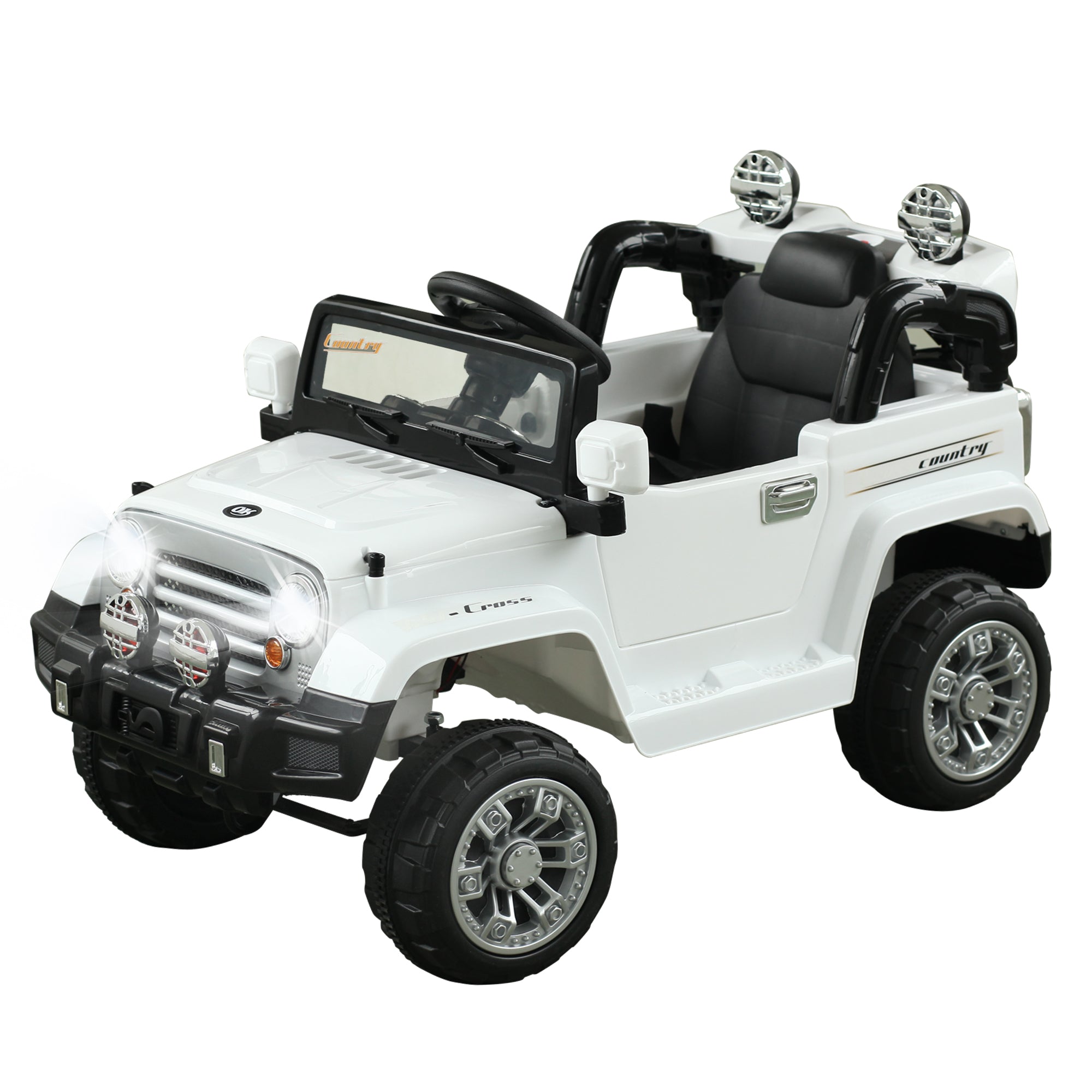 Aosom 12V Kids Electric Ride On Car Toy Jeep power wheels with Remote Control, White