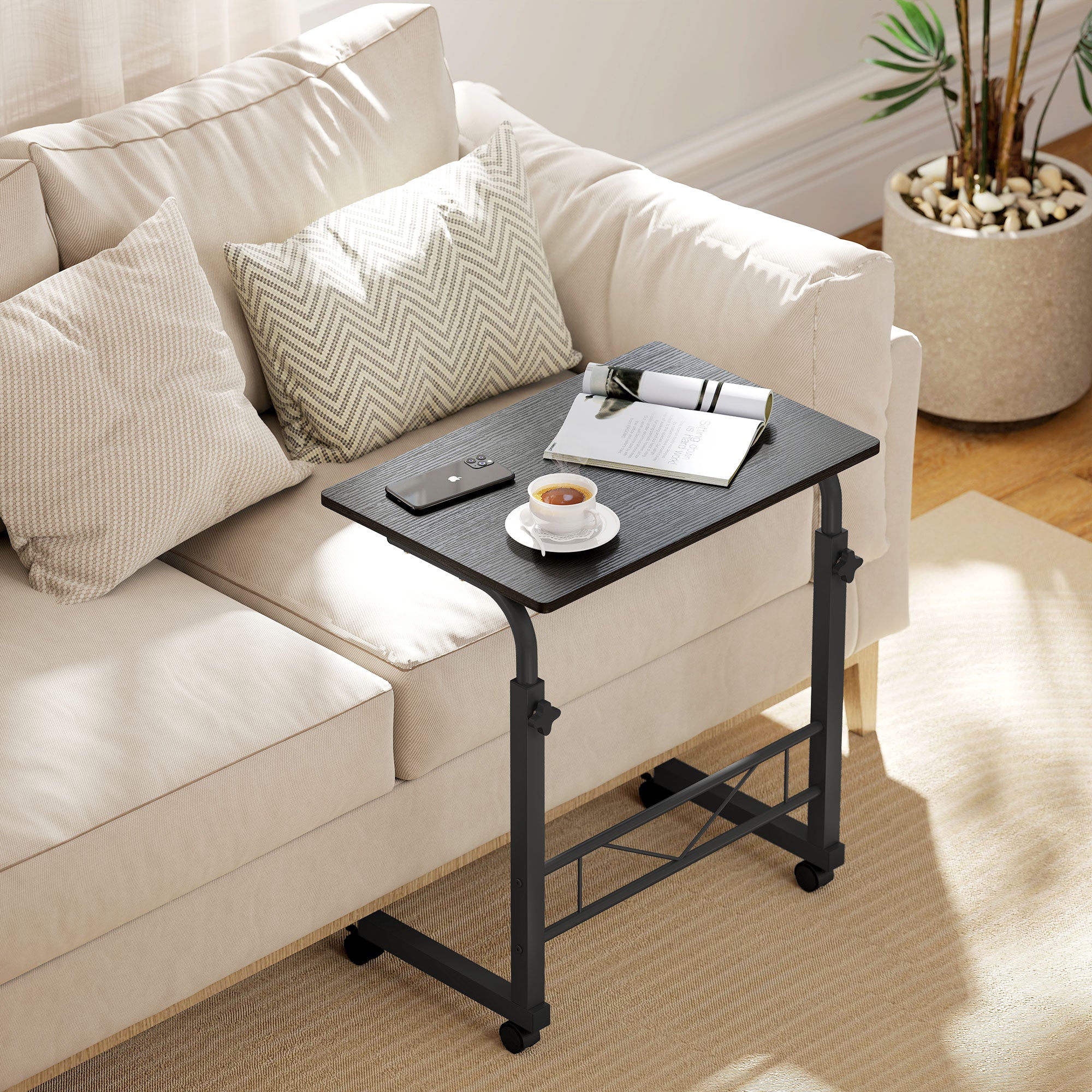 Mobile Standing Desk with Adjustable Height, 23.5 inch Stand Up Desk with Wheels, Black