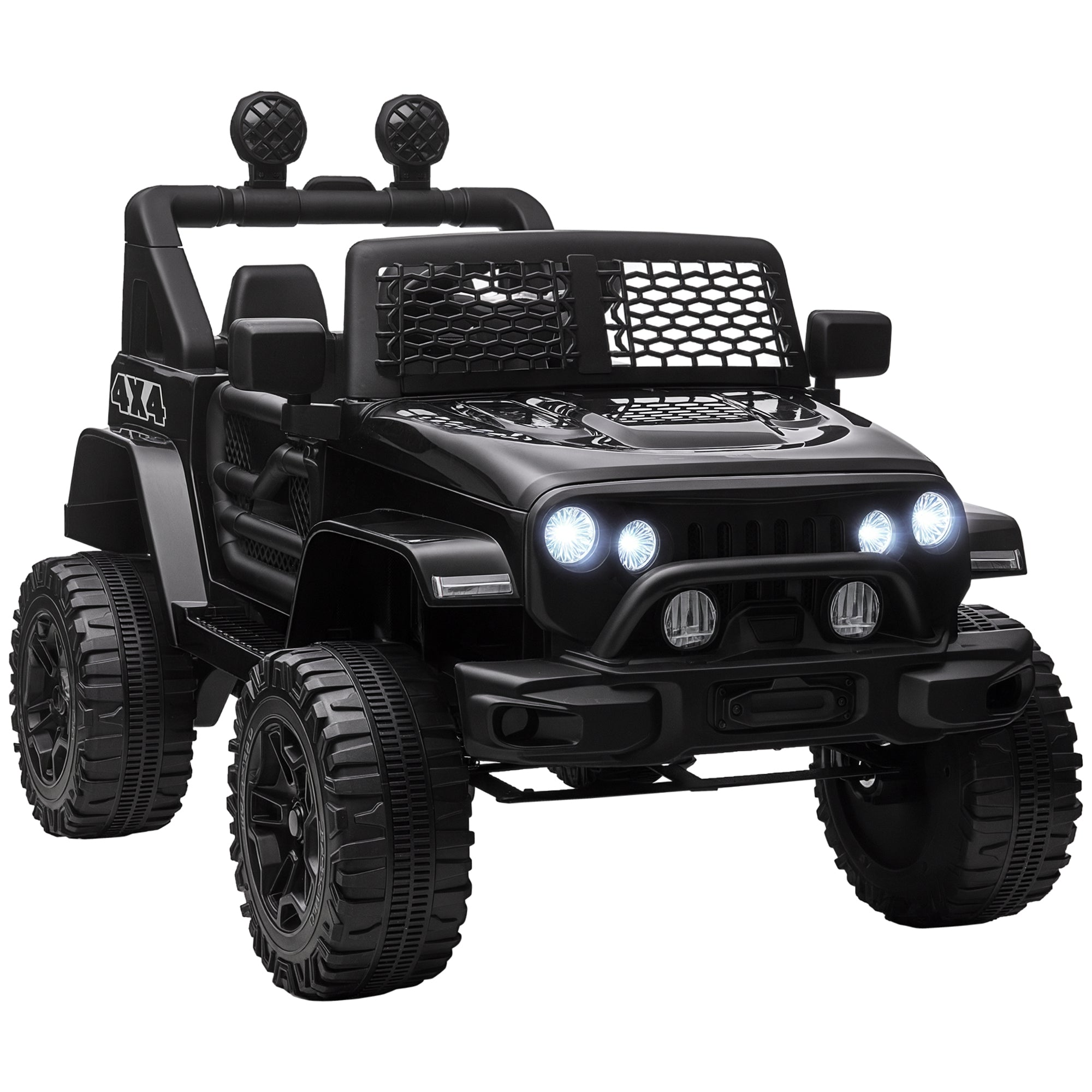 Aosom 12V Battery Powered Kids Ride On Car Off Road Truck Toy w/ Parent Remote, Black