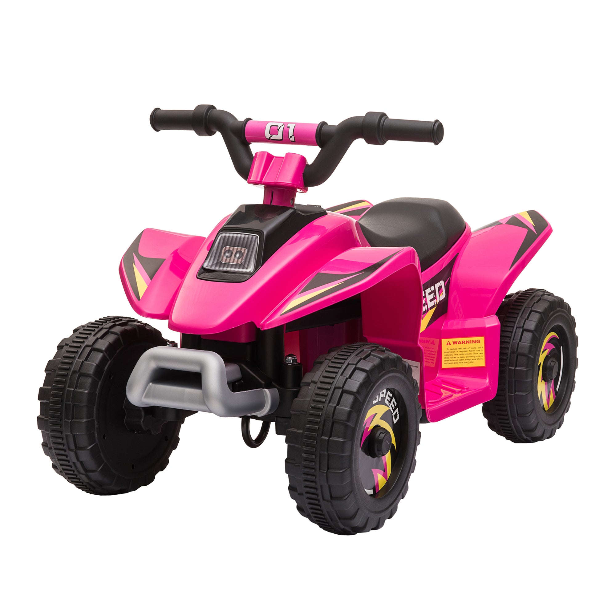 Aosom Kids Ride on ATV, 6V Battery Powered Quad Car with Forward, Reverse Switch, for Boys Girls 18-36 Months, Pink