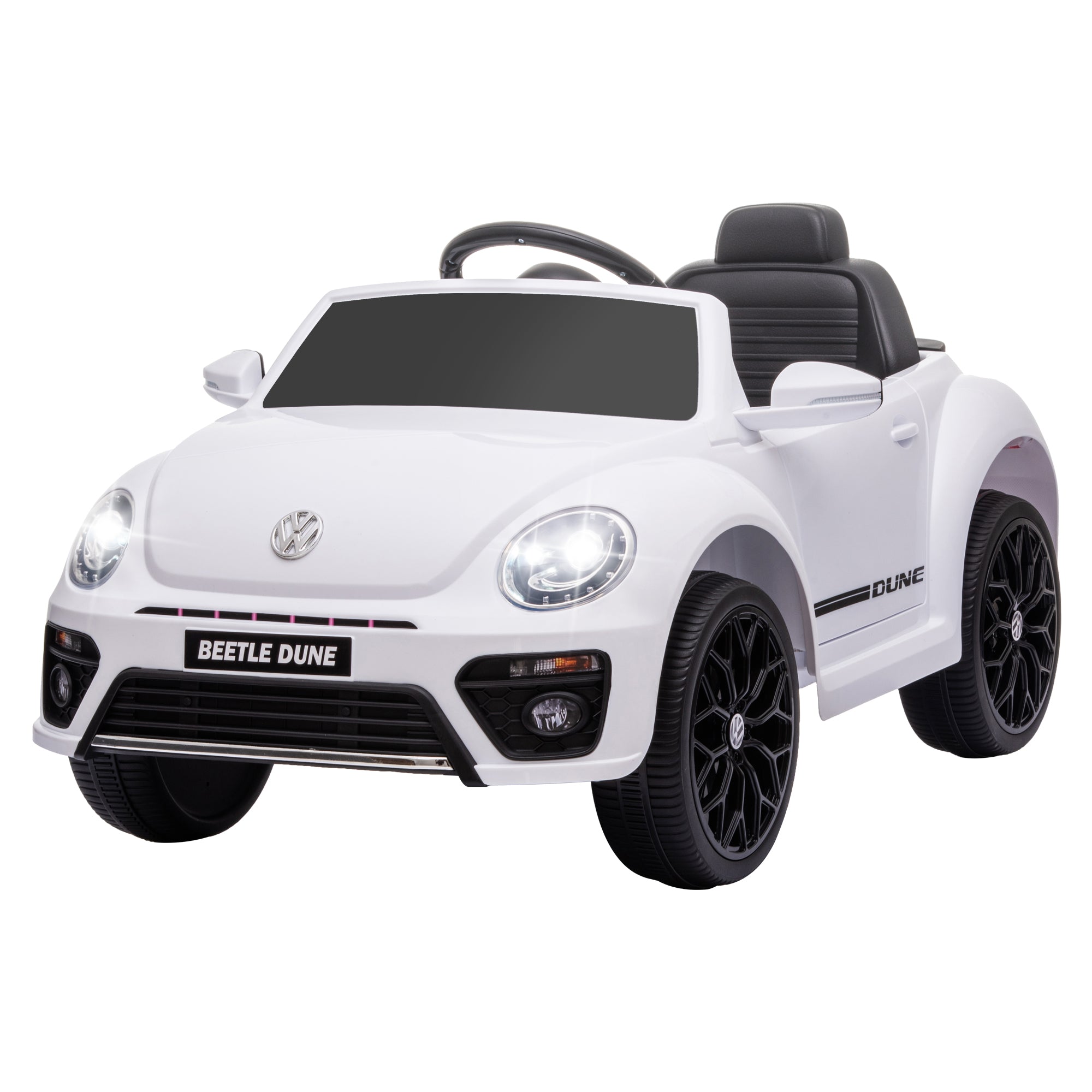 Qaba 12V Volkswagen Beetle Licensed Electric Car for Kids w/ Remote Control, 4 Spring Suspension Wheels, Soft Start, White