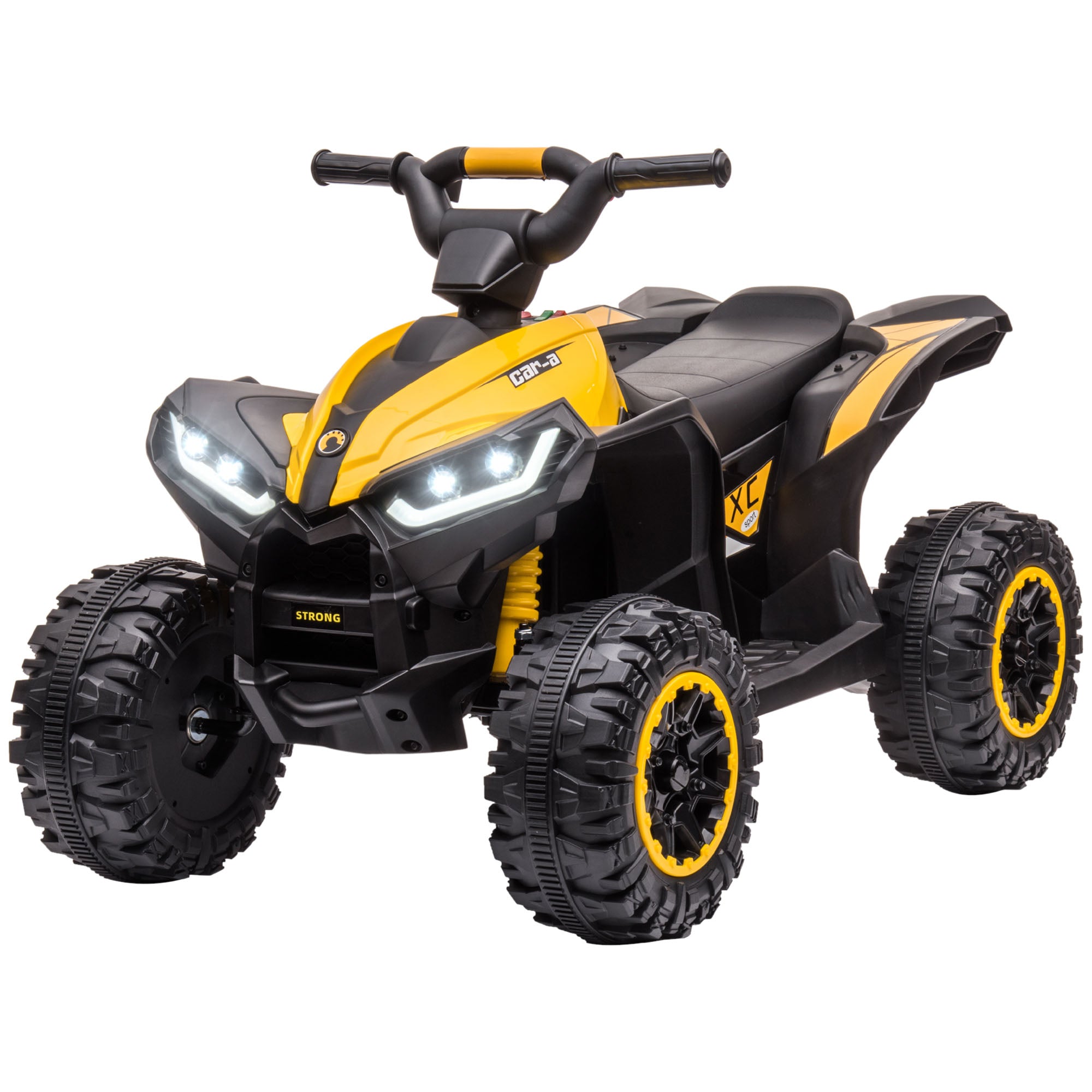 Aosom Kids 4 Wheeler Quad with Music, Headlights, High & Low Speed, Kids ATV for 3-5 Years Old Boys & Girl, Yellow
