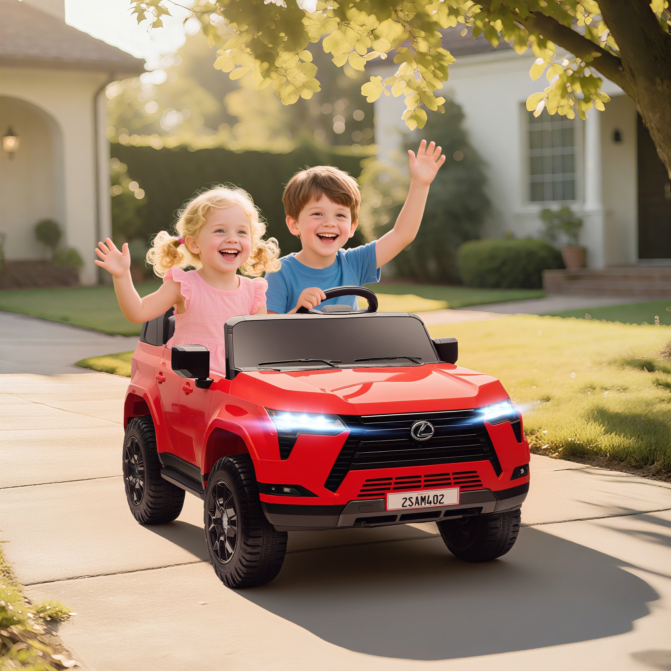 Qaba 12V Ride On Car, Licensed Lexus GX550, 2-Seater Kids Electric Vehicle with Remote Control and Suspension System, Red