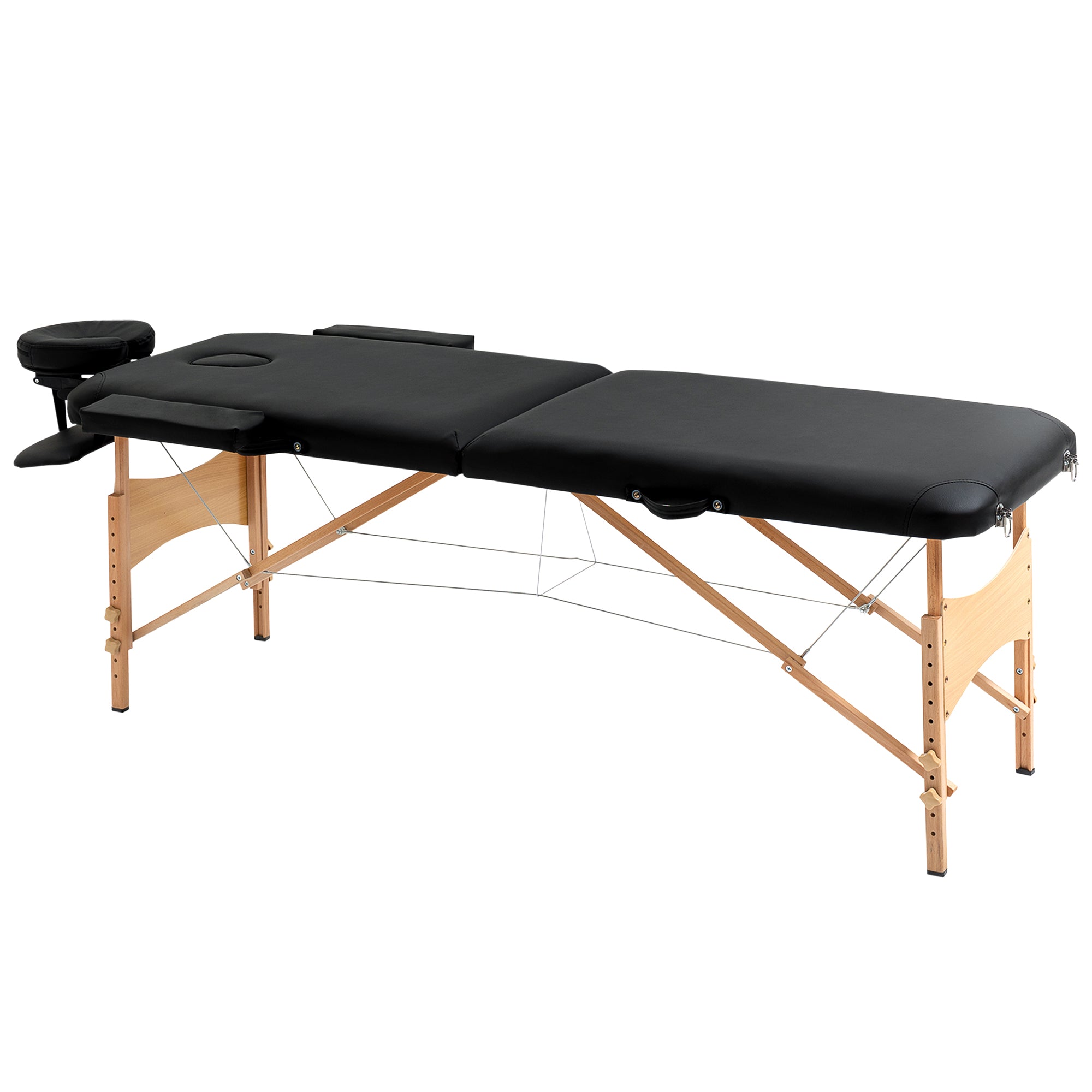 83 Inch Portable Folding Massage Table, Height Adjustable Professional Salon Spa Facial Couch Bed with Free Carrying Case, Headrest, Armrests, Black