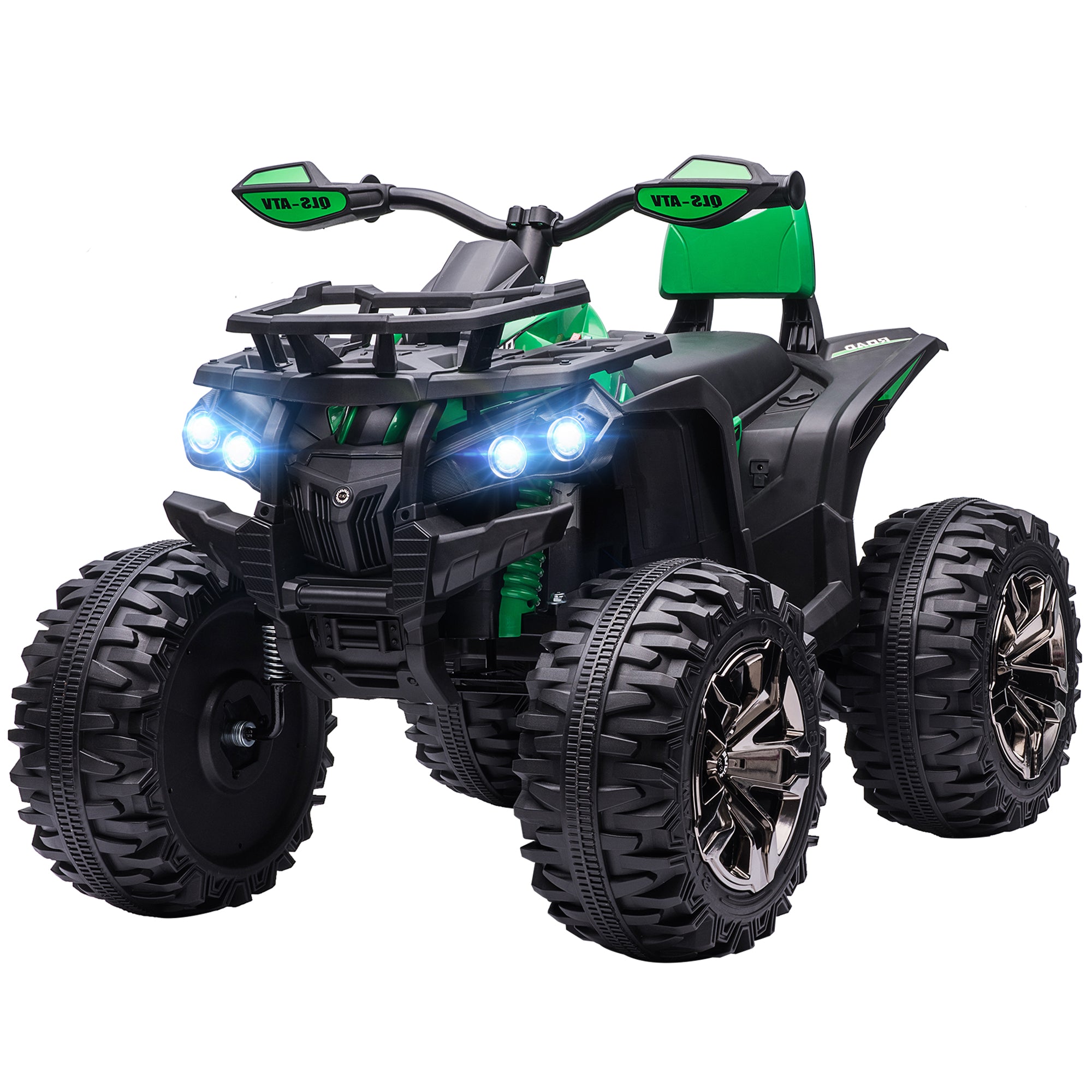Aosom Kids Ride-on Car, 12V/10AH Four Wheeler Kids ATV, Battery Powered Off-Road Quad with MP3, Headlights, Suspension, 1.8-5 mph, Green