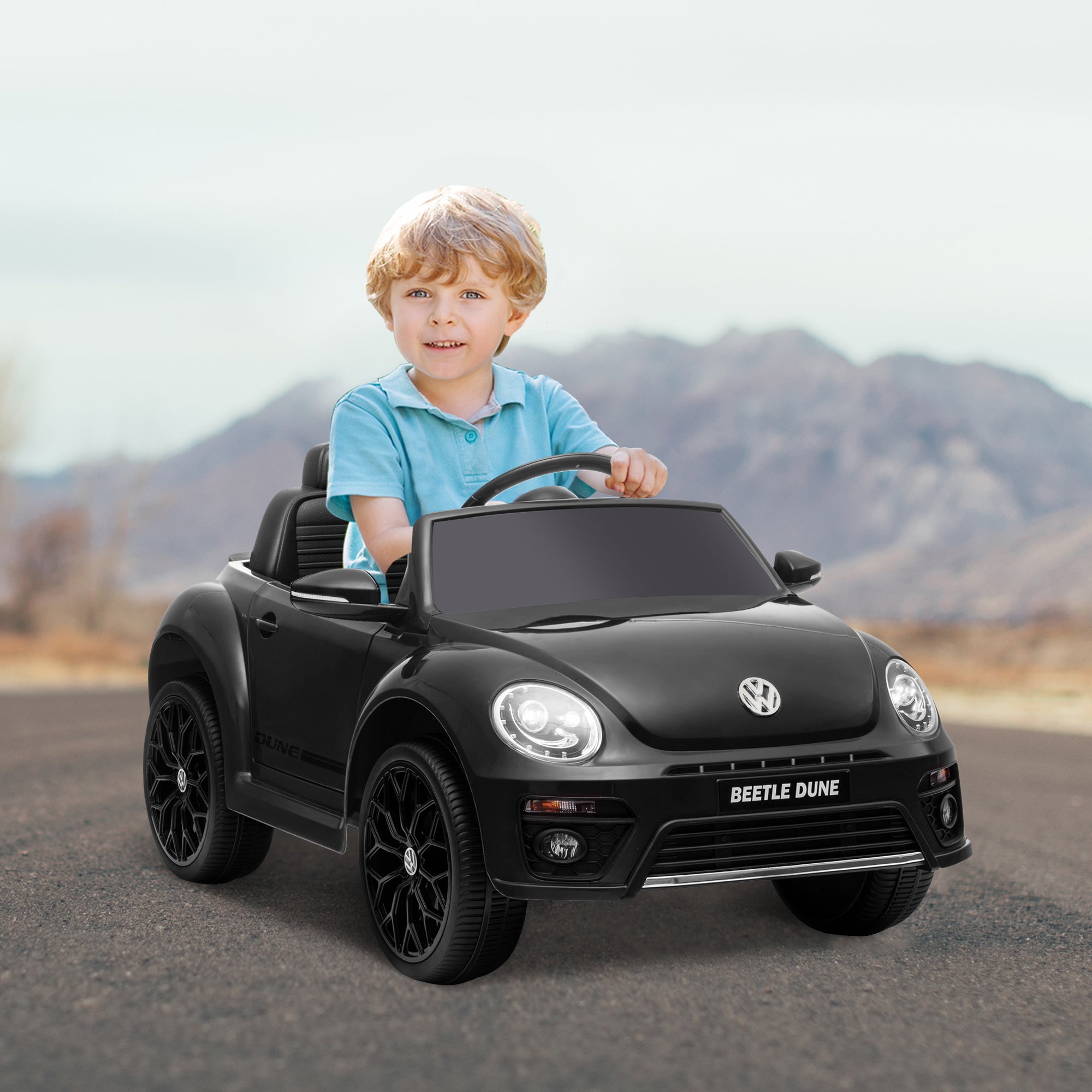 Qaba 12V Volkswagen Beetle Licensed Electric Car for Kids w/ Remote Control, 4 Spring Suspension Wheels, Soft Start, Black