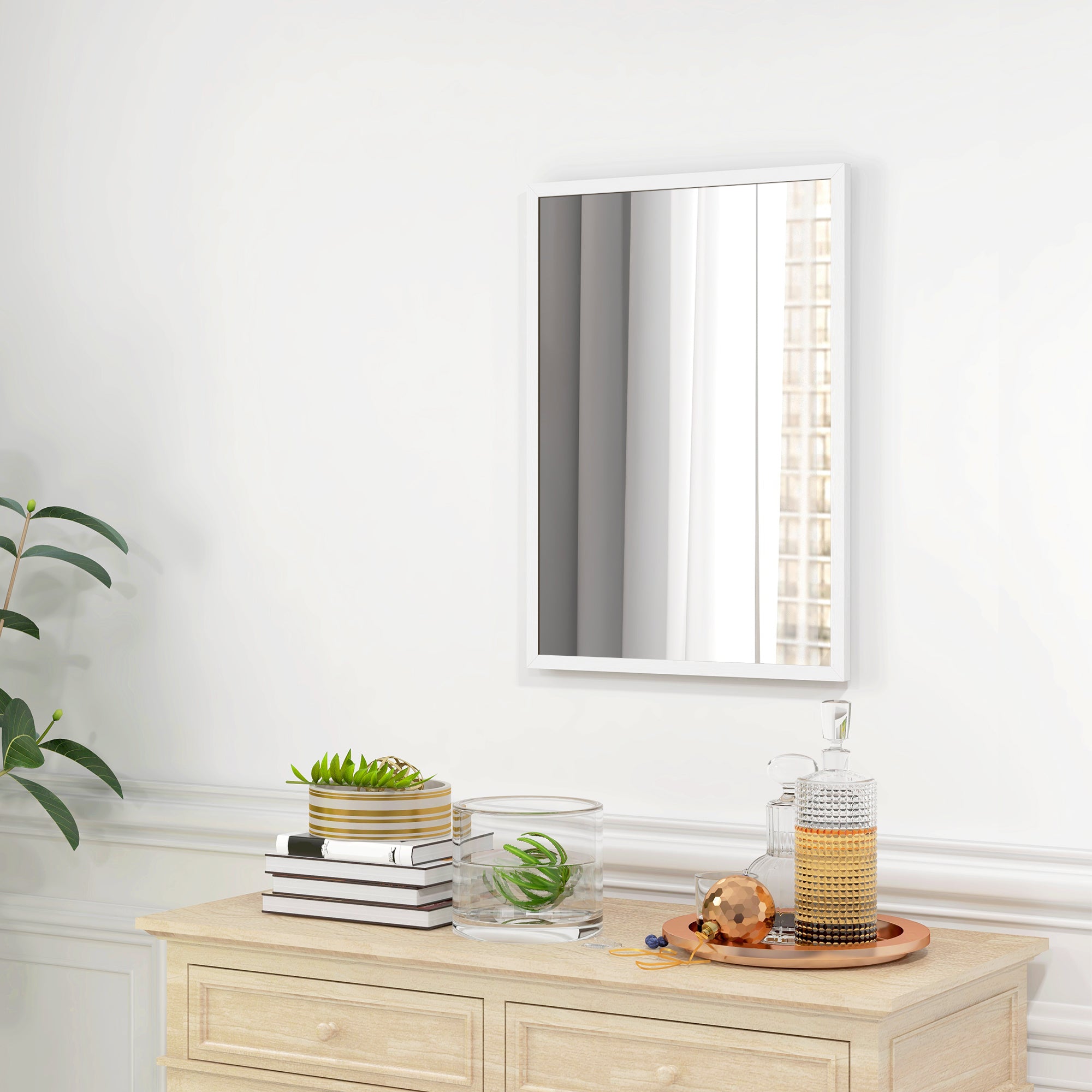 20" x 28" Bathroom Mirror for Wall, Rectangular Mirror for Living Room, Bedroom, Entryway, White