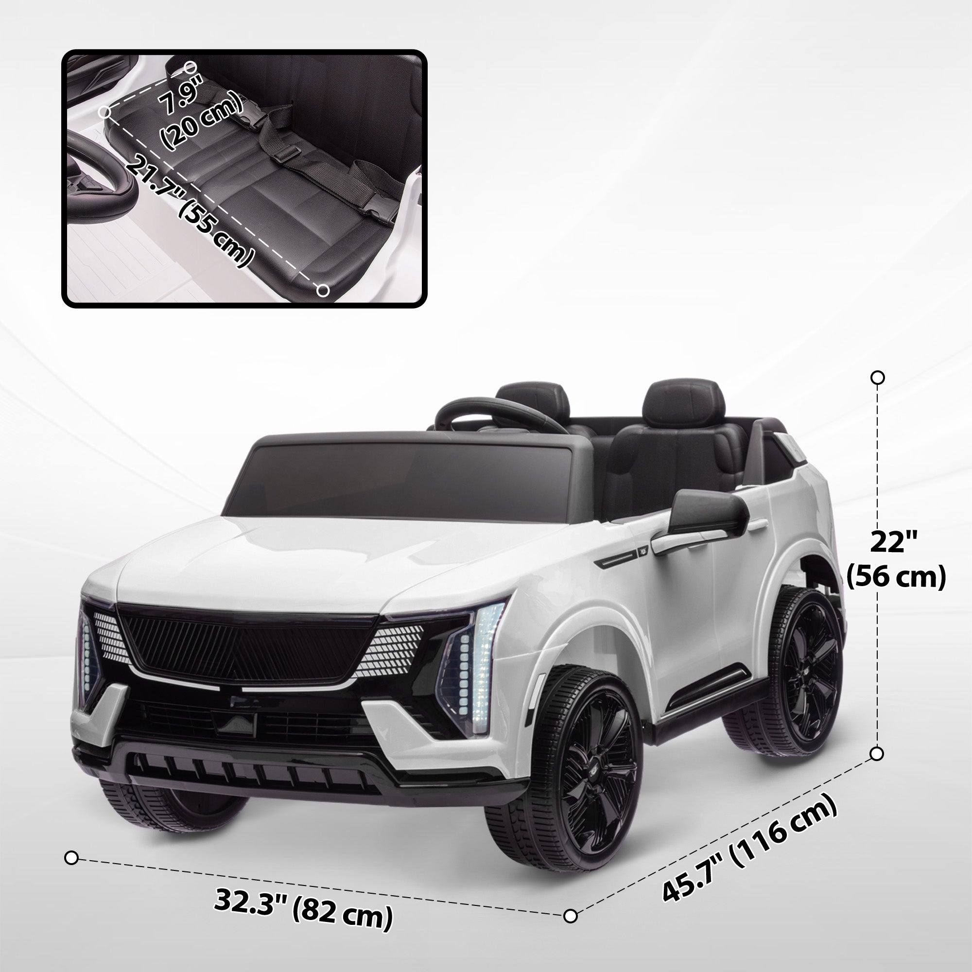 Qaba 2-Seater Ride on Truck, 12V Cadillac Escalade Licensed Kids Electric Car with Remote , Spring Suspension, White