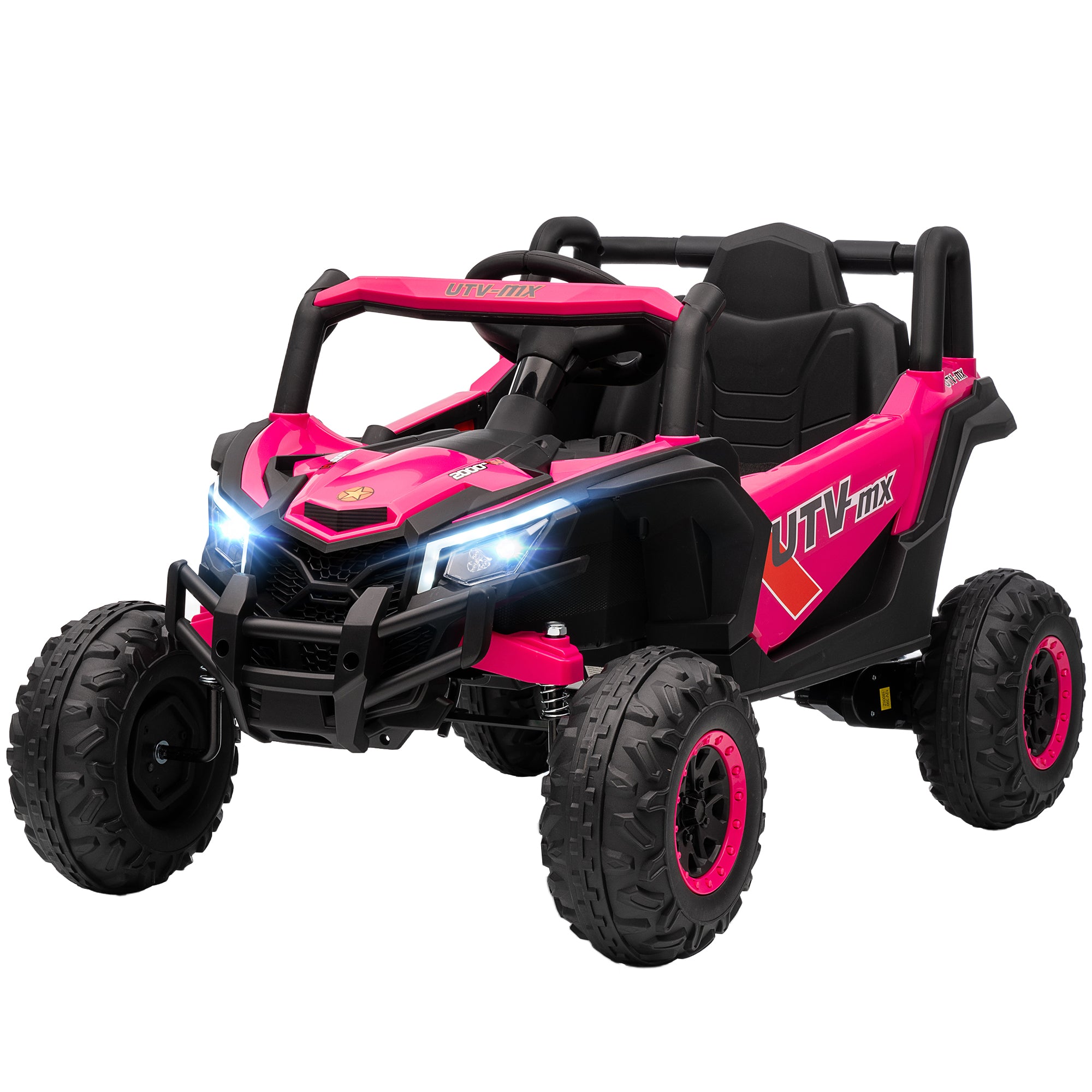 Qaba 12V Kids Ride On Car with Remote Control, Battery Powered Electric UTV with Spring Suspension for Aged 3-5 Years, Pink