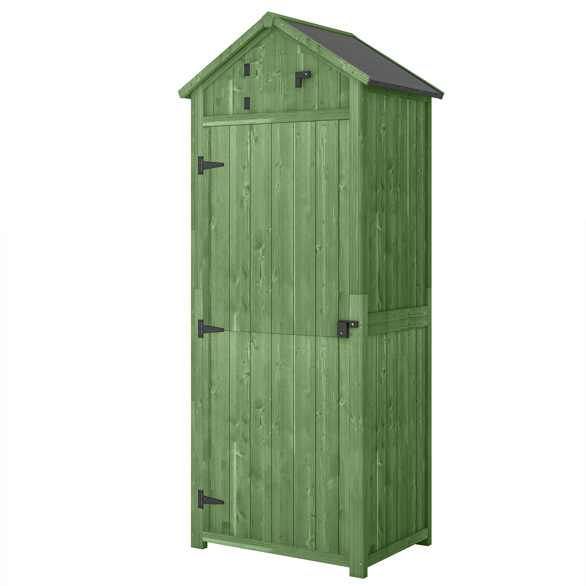 30" x 21" x 71" Garden Storage Shed, Outdoor Tool Utility Storage House  with 3 Tier Shelves and Roof, Green