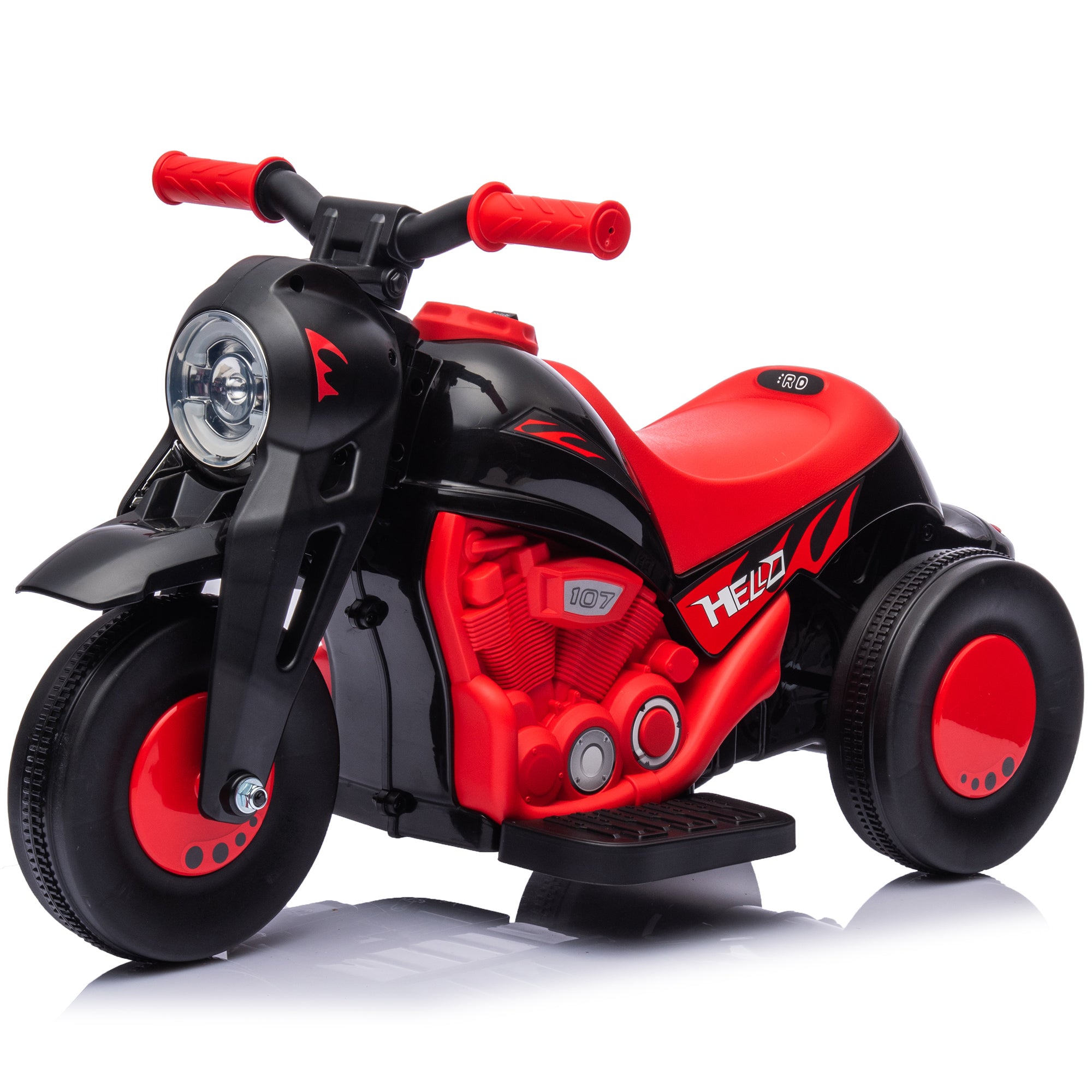 Qaba Electric Motorcycle for Kids, 6V Ride on Bubble Car with LED Headlight, Music, Pedal, for 2-5 Years Black