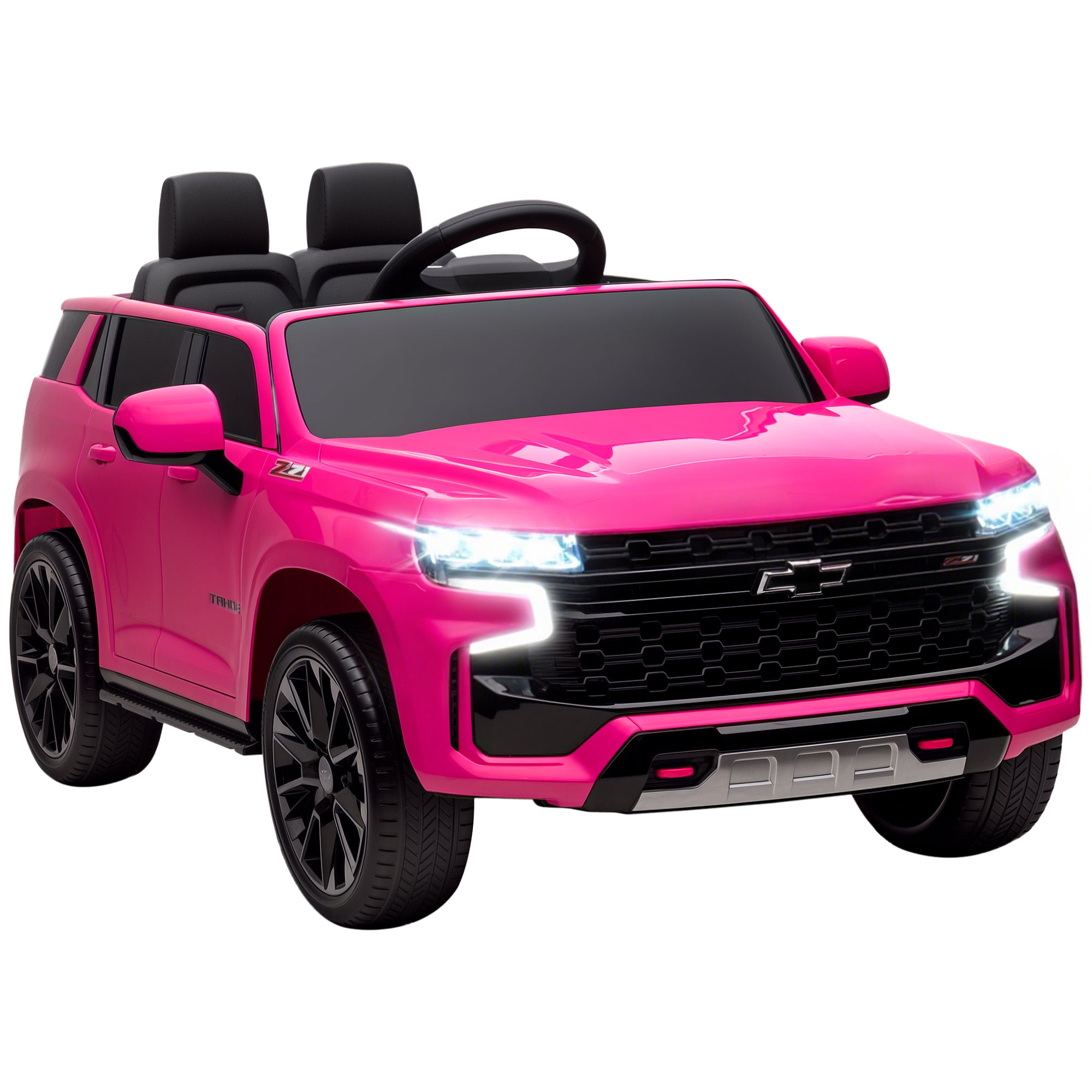Aosom Licensed Chevrolet Tahoe Kids Ride on Car, 12V 7AH Toddler Electric Car with Parent Remote Control, 3 Speeds, Spring Suspension, LED Light, Horn, Music, Pink