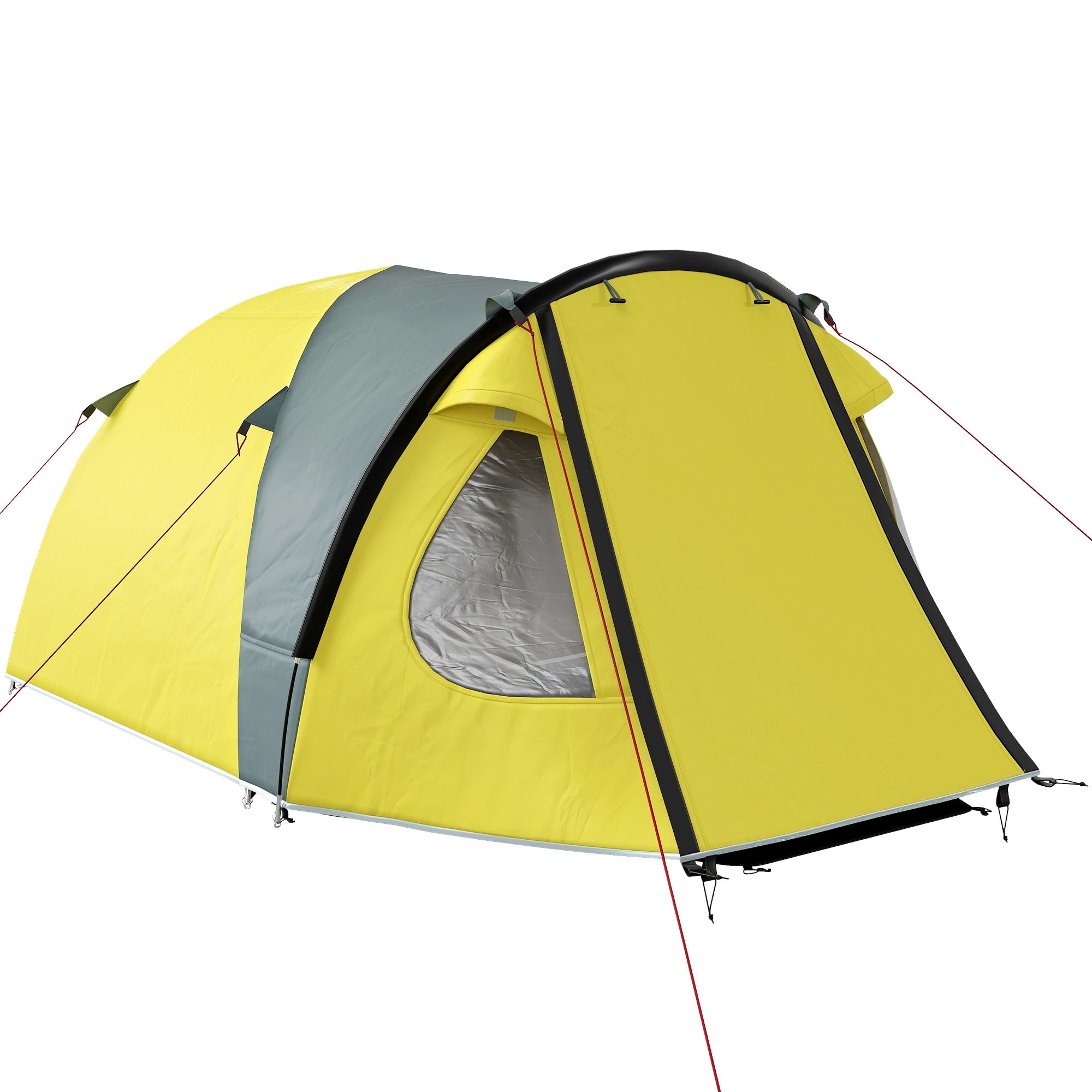3-4 Person Camping Tent, Easy Set Up Dome Tent with Porch, Waterproof Family Tent with Bedroom and Sewn-in Groundsheet