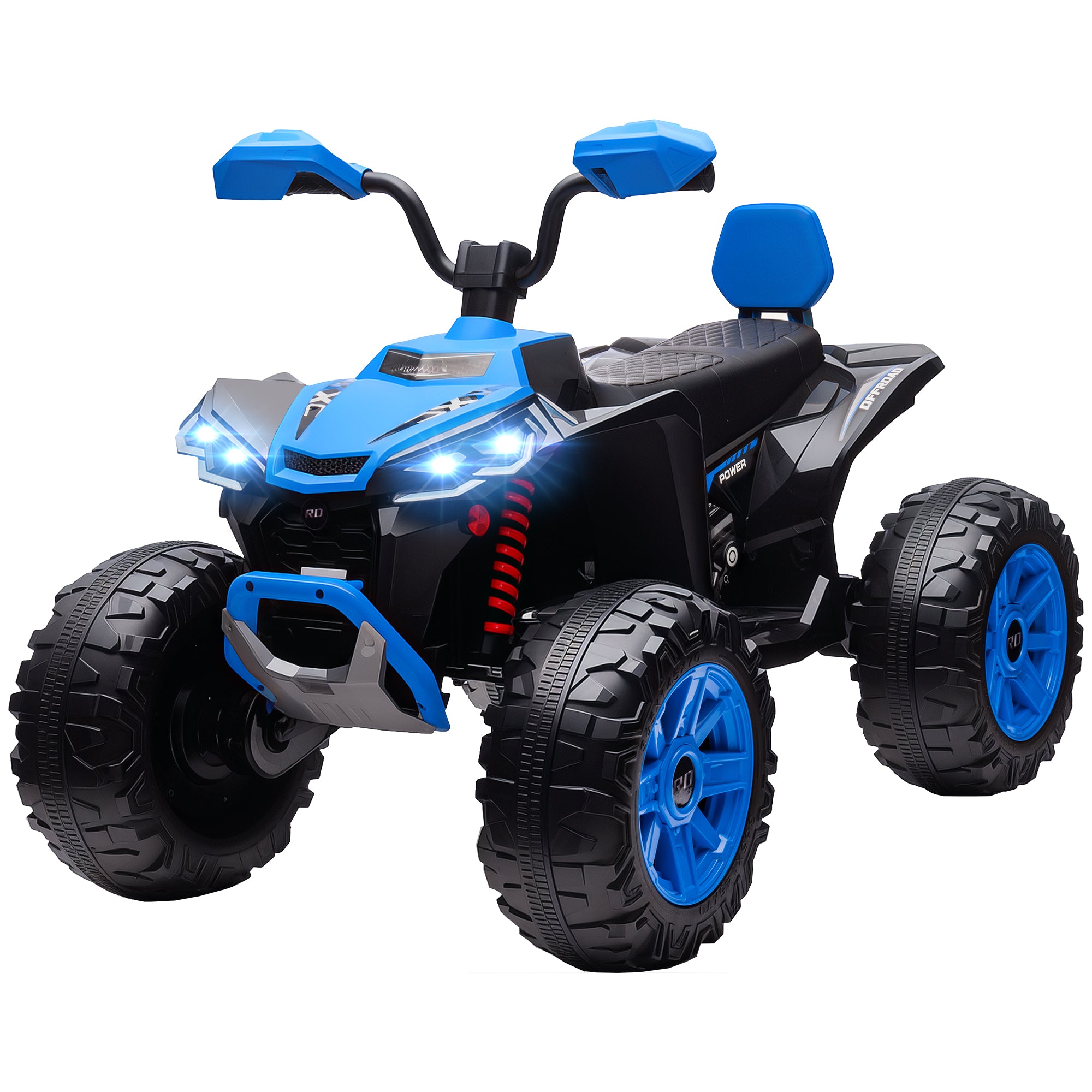 Qaba 2-Seater All-Terrain 4 Wheeler, 24V Kids ATV Ride-On, Electric Quad Car with Dual Motor, for Boys and Girls, Blue