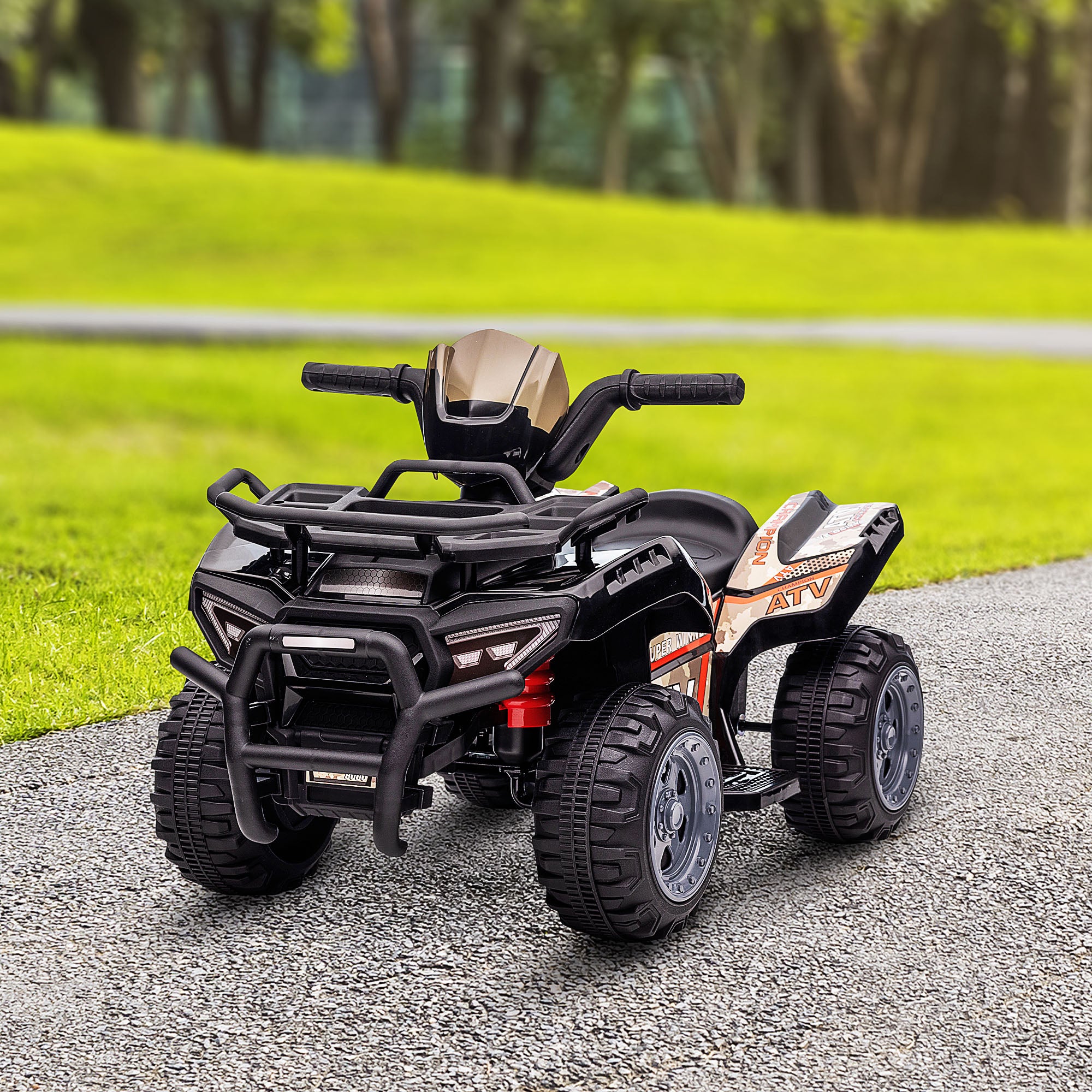 Aosom Kids Ride-on ATV Quad Bike Four Wheeler Car with Music, 6V Battery Powered Motorcycle for 18-36 Months, Black