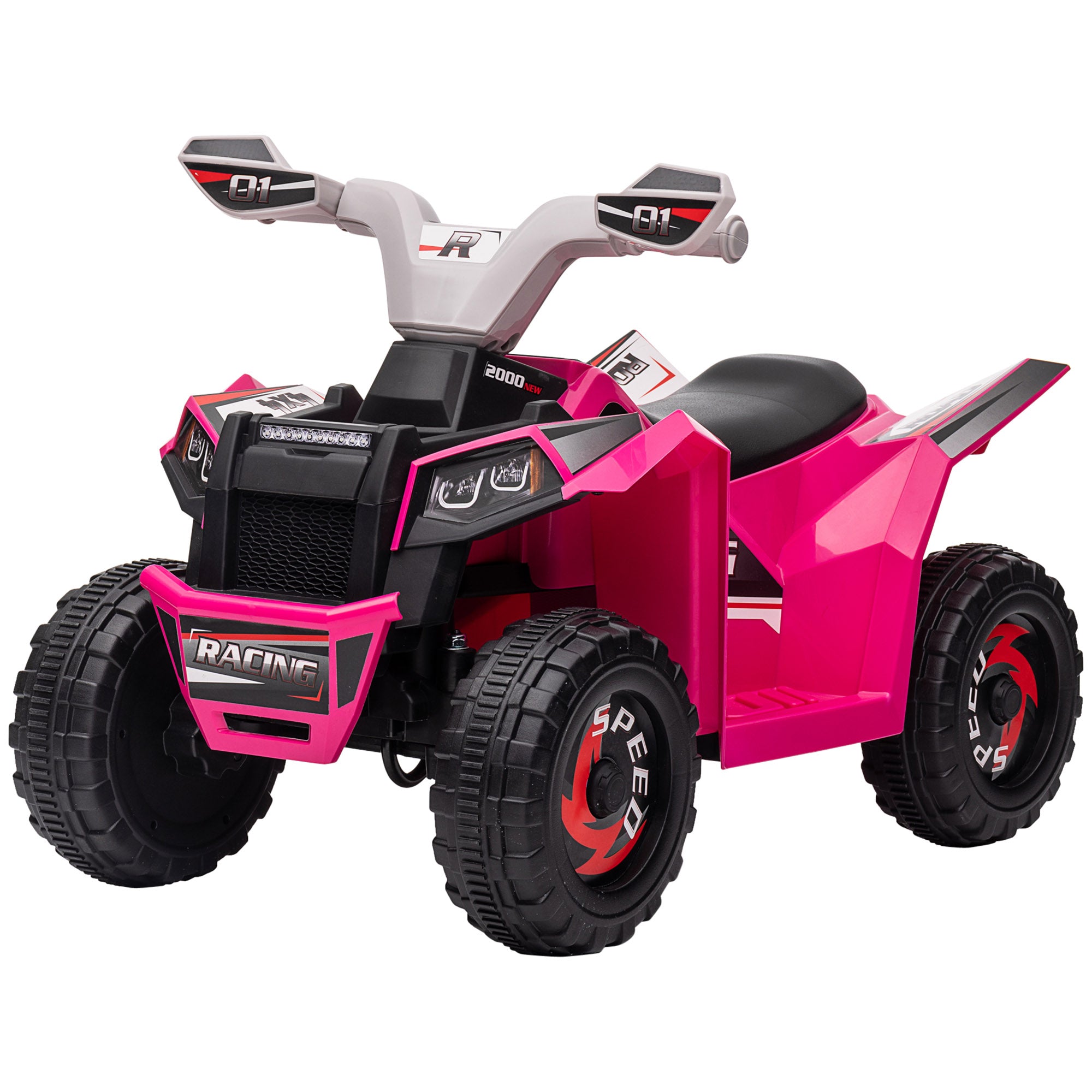 Aosom 6V Quad Kids Electric Car with Wear-resistant Wheels, for Boys and Girls Aged 18-36 Months, Pink