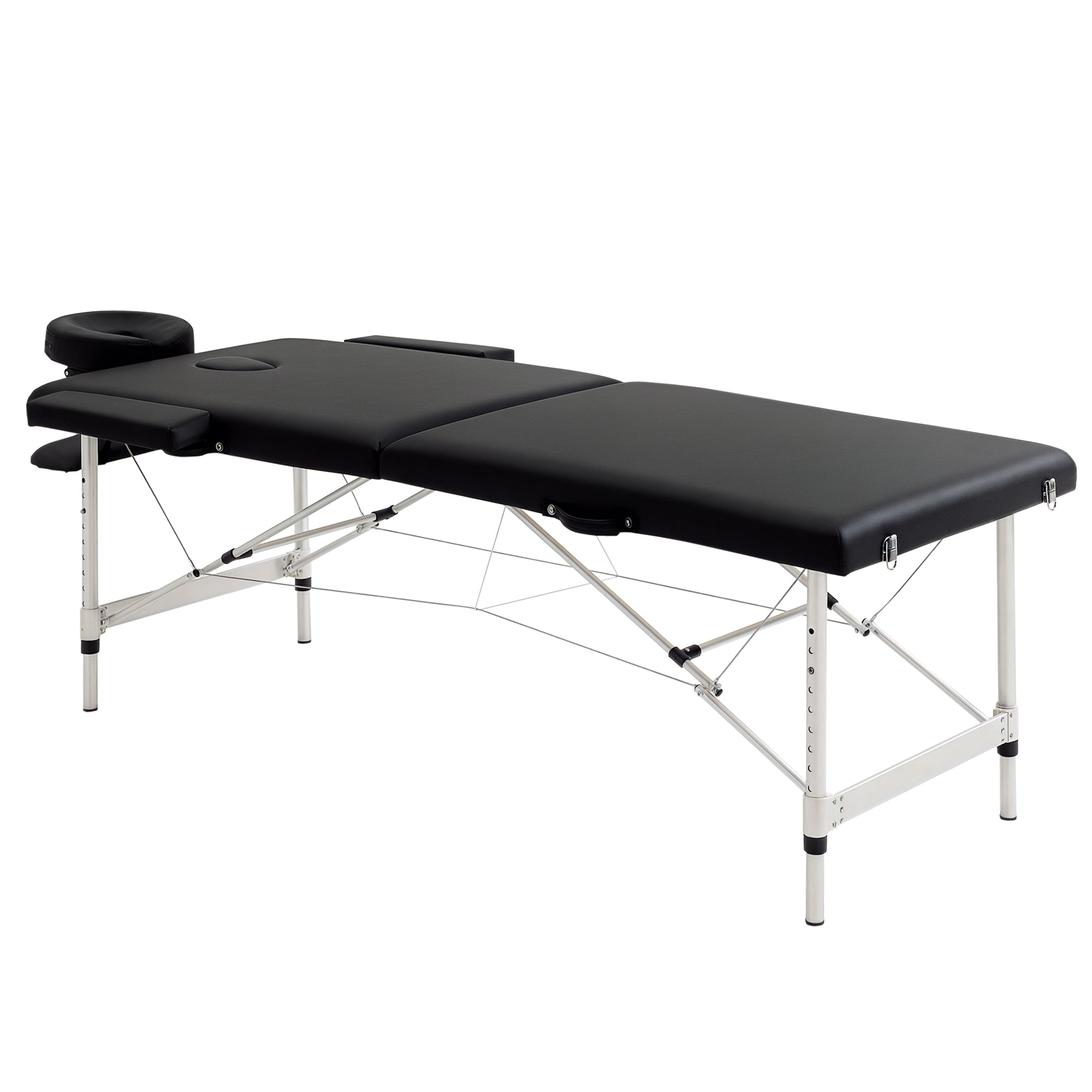 83" 2 Section Foldable Massage Table Professional Salon SPA Facial Couch Tatoo Bed with Carry Bag Black