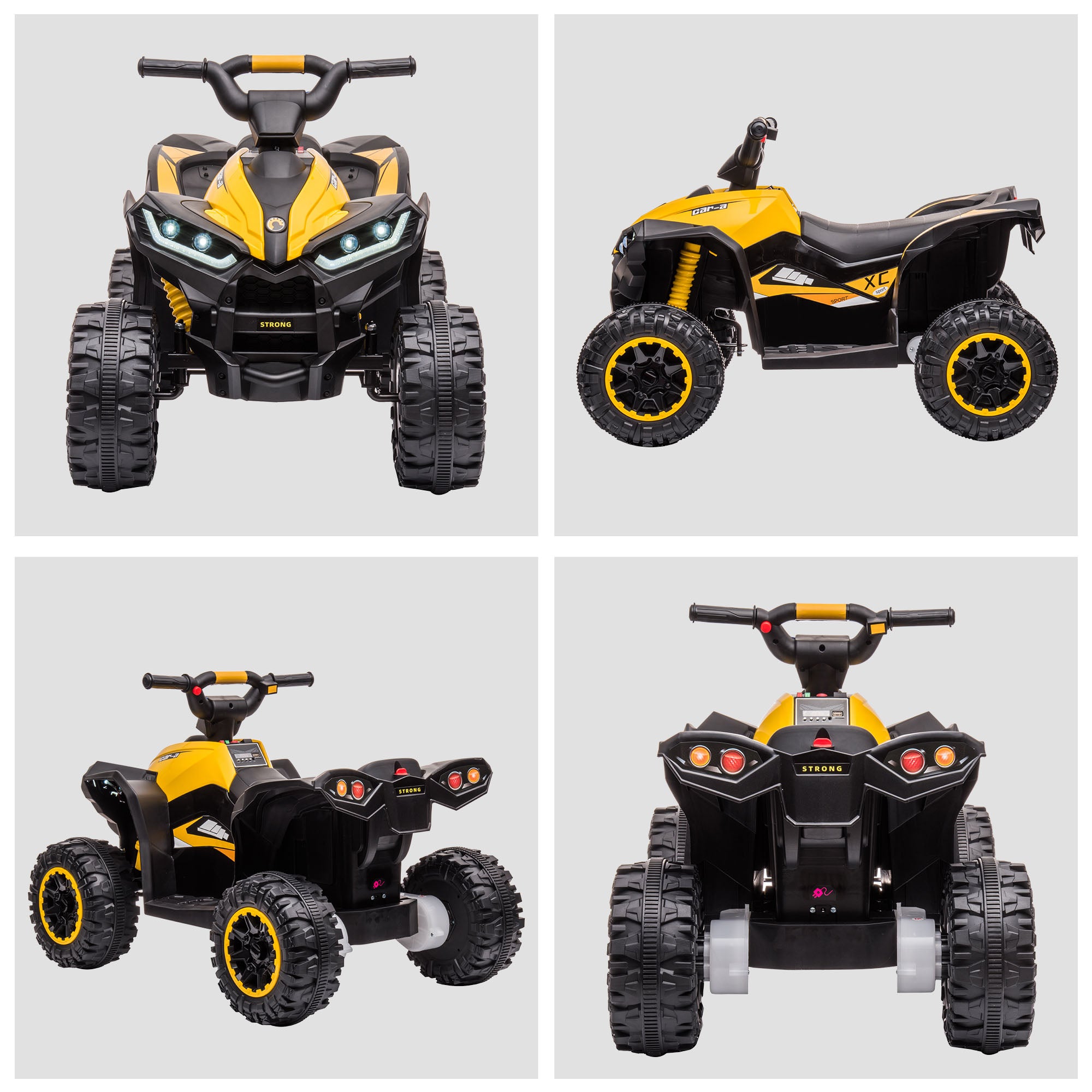 Aosom Kids 4 Wheeler Quad with Music, Headlights, High & Low Speed, Kids ATV for 3-5 Years Old Boys & Girl, Yellow