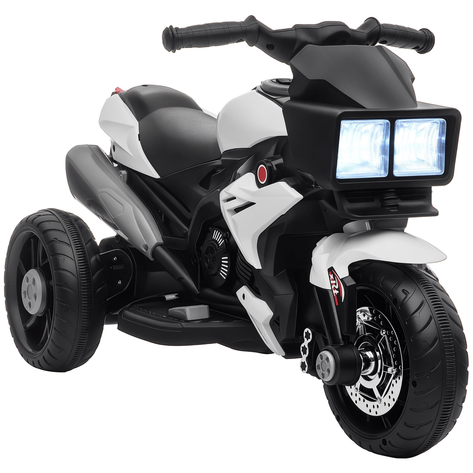 Aosom Kids Electric Pedal Motorcycle Ride-On Toy 6V Battery Powered w/ Music Horn Headlights Motorbike for Girls Boy White