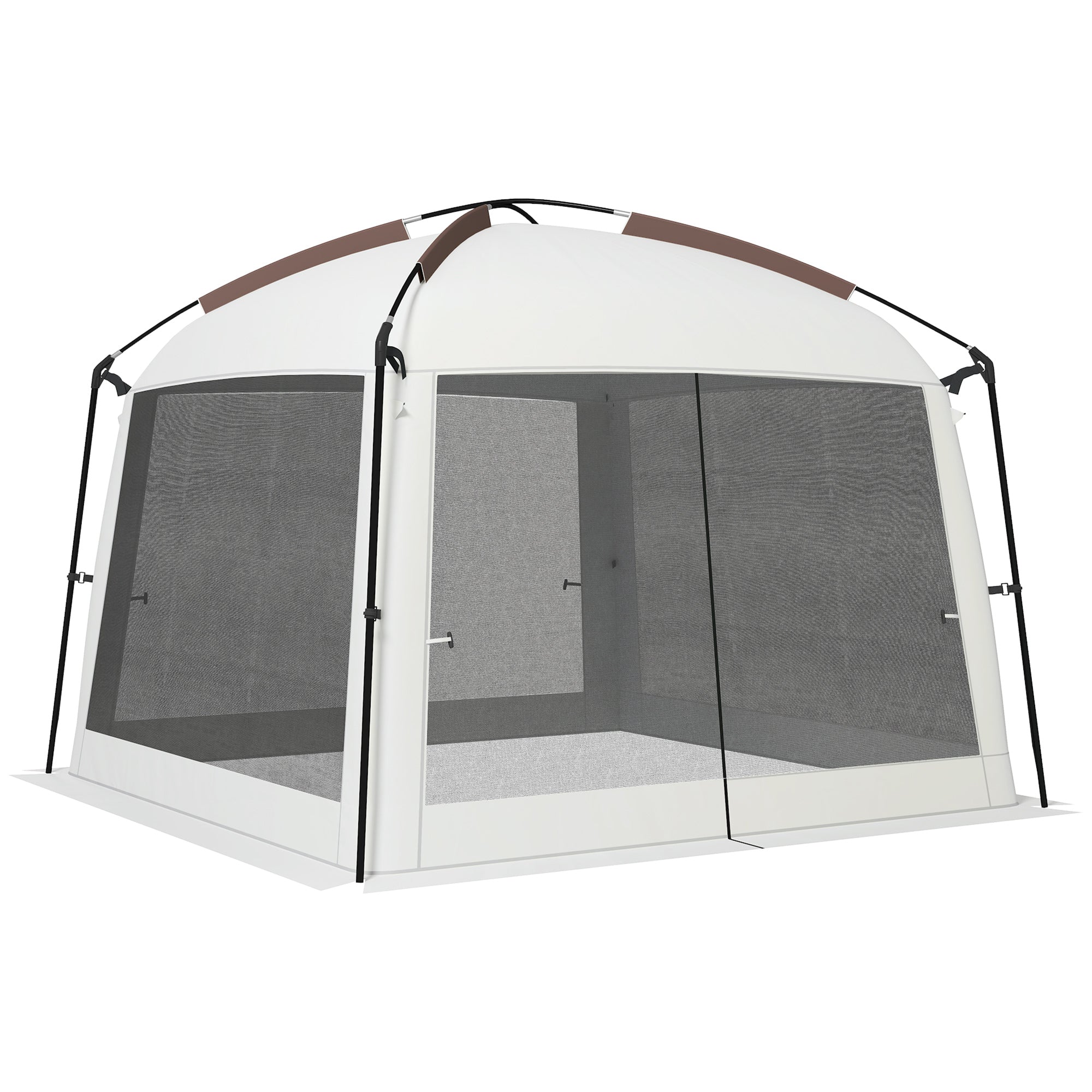 10' x 10' Screen Tent, UV50+ Protection Outdoor Screen House with Carry Bag & Ground Stakes, Fits 6-8 People, White