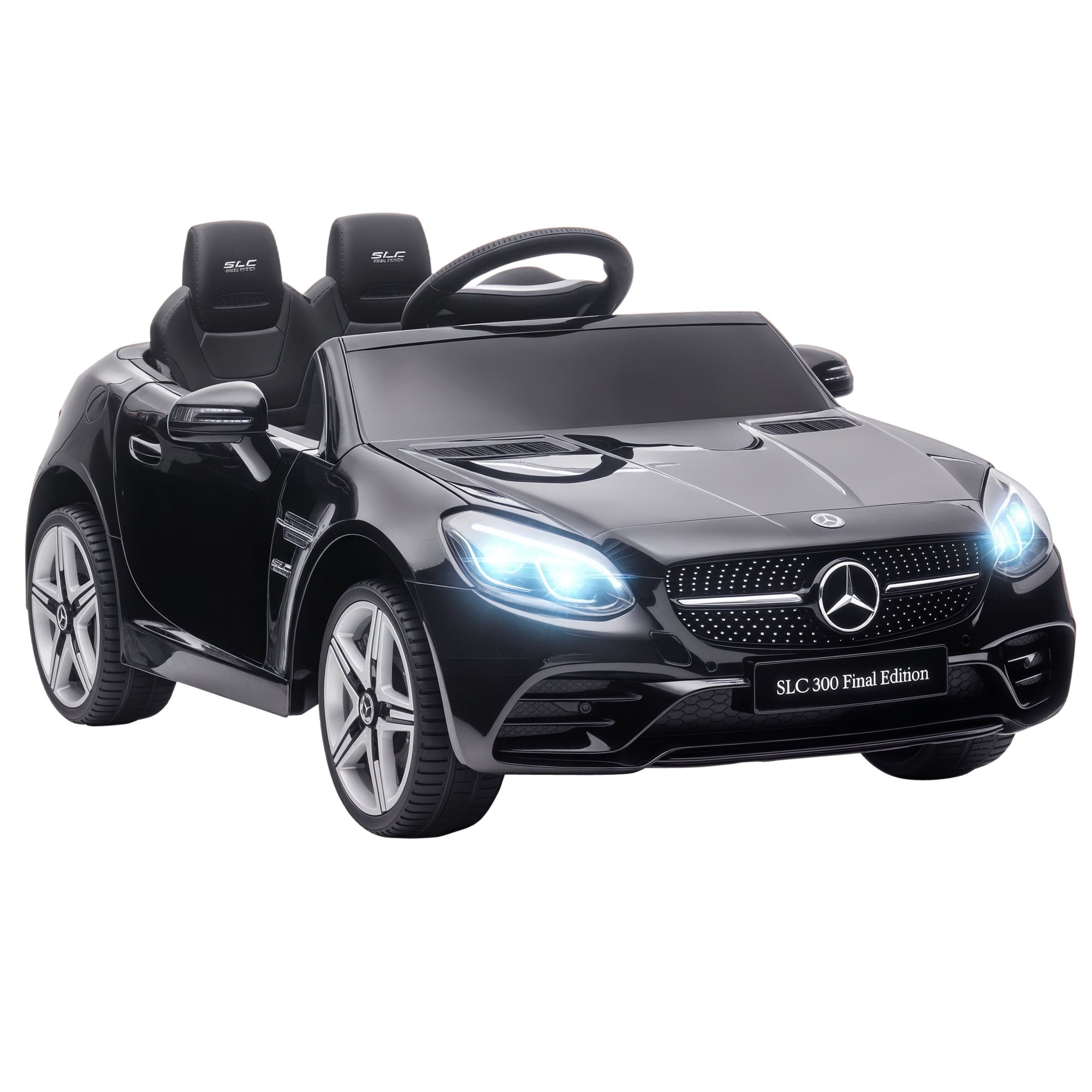 Aosom 12V Ride On Car with Parent Remote Control Two Motors Music Lights Suspension Wheels for 3-6 Years Black
