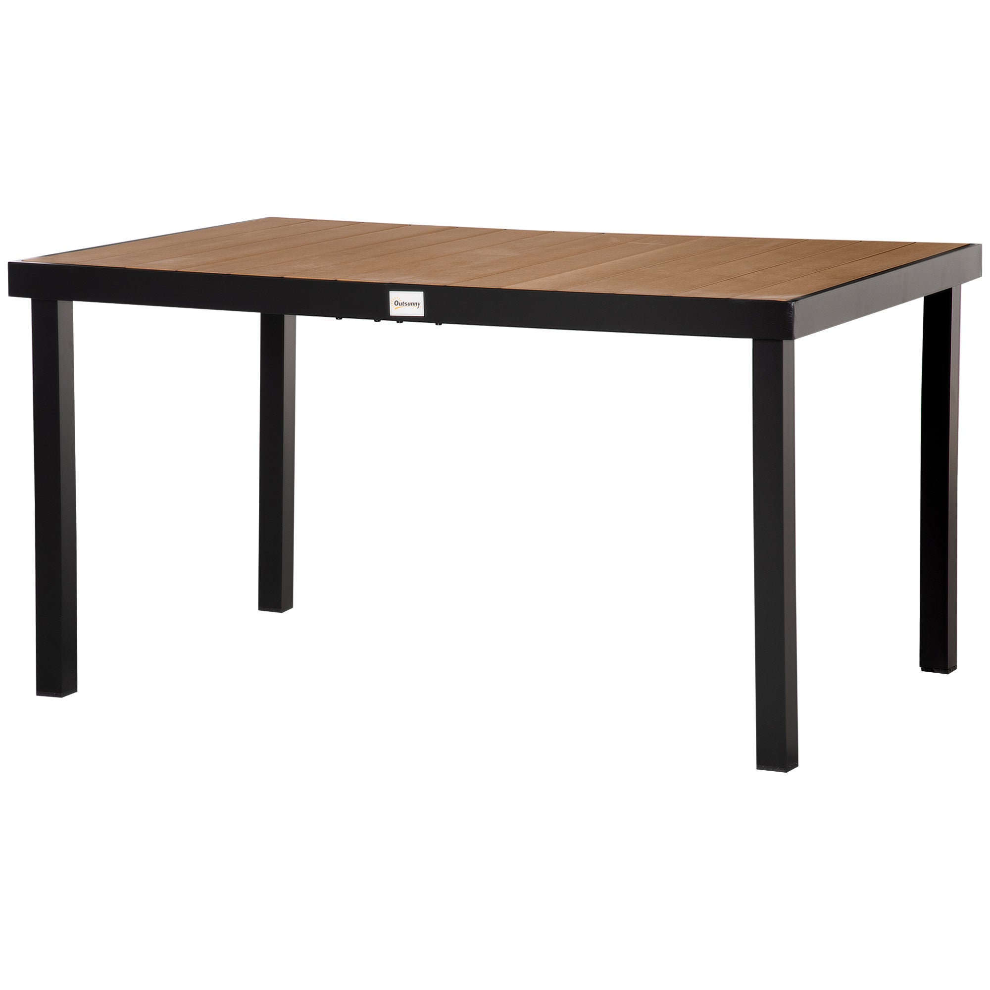 Aluminum Outdoor Dining Table for 6, Patio Rectangular Table, 55" L x 35.5" W x 29.25" H, Natural