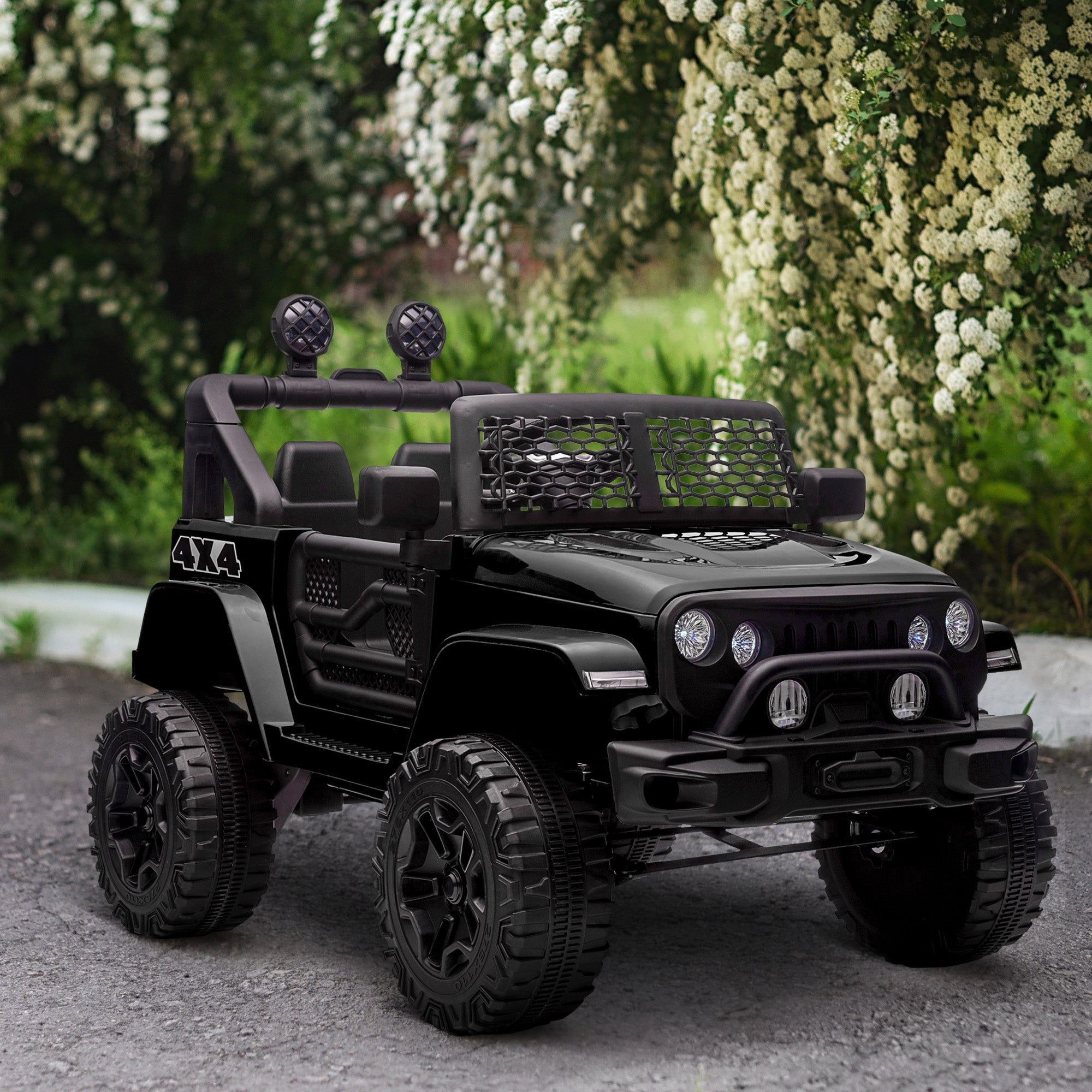 Aosom 12V Battery Powered Kids Ride On Car Off Road Truck Toy w/ Parent Remote, Black