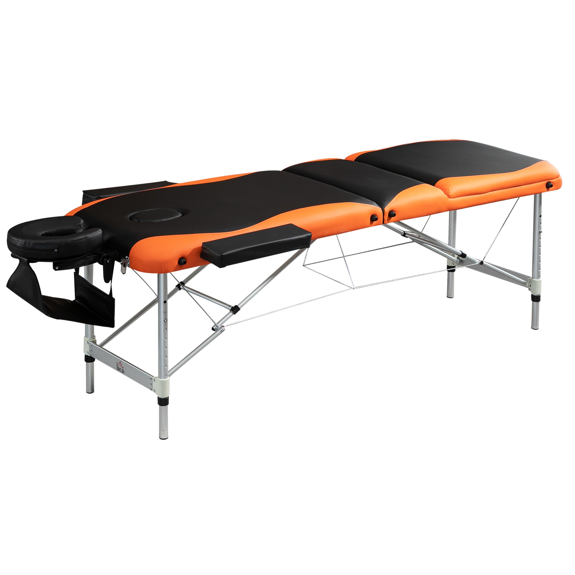 85" 3 Section Foldable Massage Table Professional Salon SPA Facial Couch Bed (Black/Orange)
