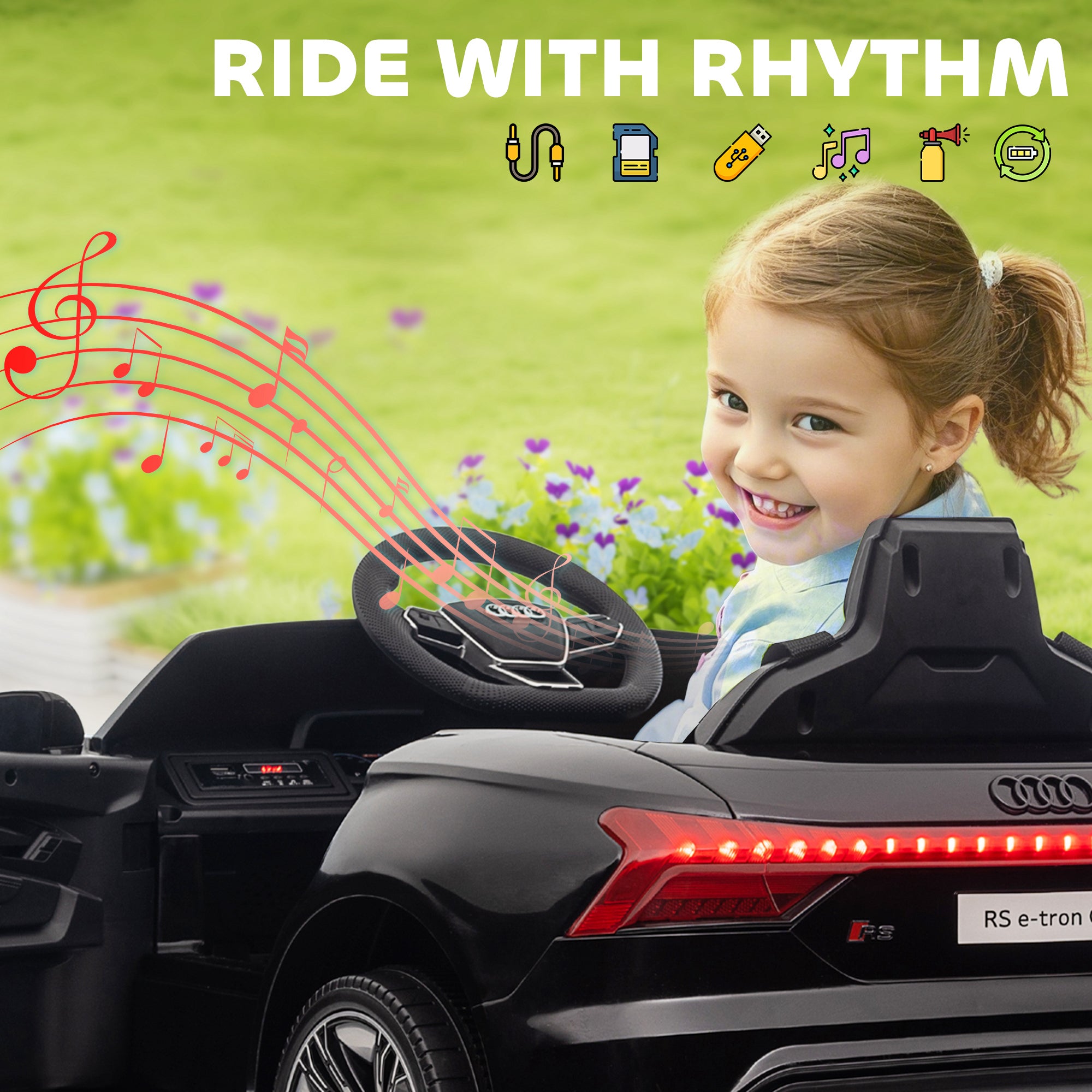 Aosom Ride-On Toy On Car with Remote Control, 12V 3.1 MPH Electric Ride for Kids w/ Suspension System, Horn Honking, Black