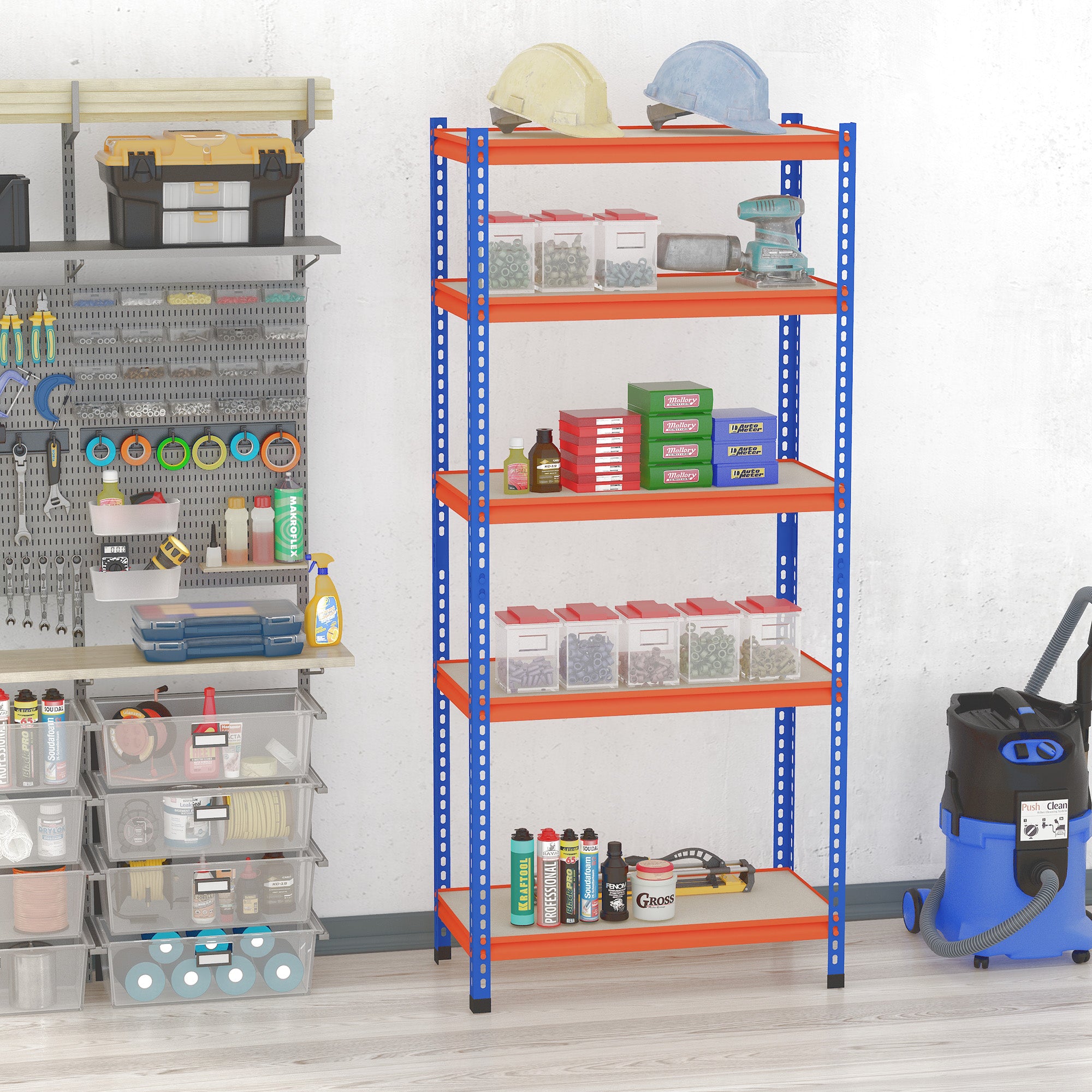 5-Tier Heavy Duty Garage Shelf, Metal Shelving Unit with Adjustable Shelves, Metal Frame, 31.5"x15.75"x71.75", 3300 lbs Capacity for Workshop, Shed, Office