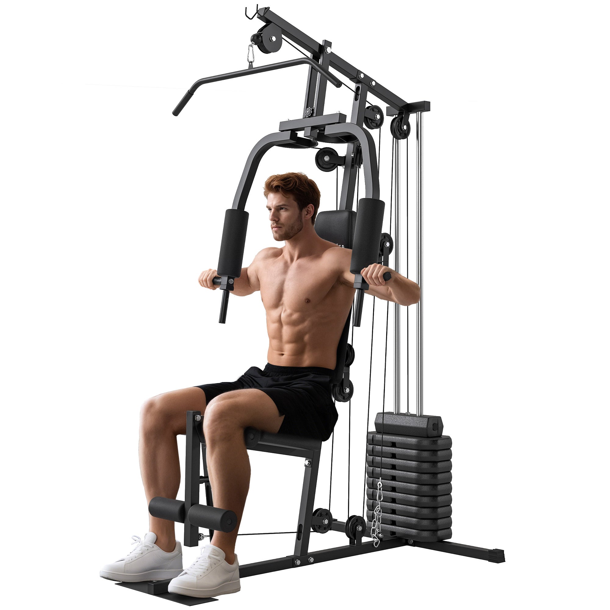 Soozier Home Gym Equipment, Multifunction Workout Machine with 99lbs Weight Stack for Back, Chest, Arm, Legs, and Full Body Workout