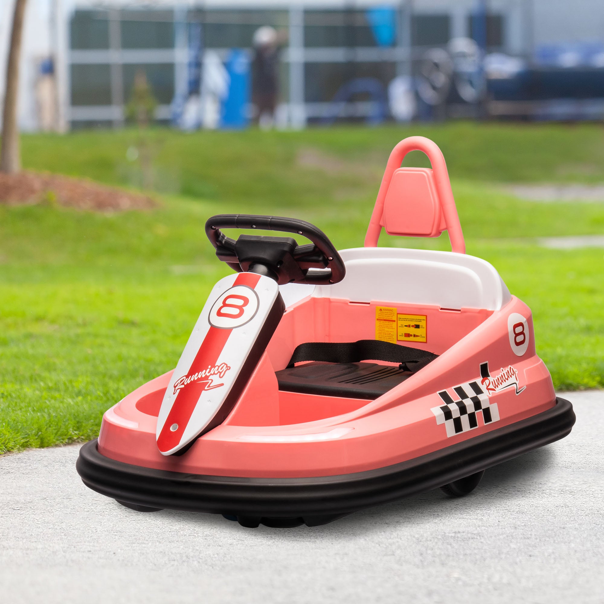 Aosom Kids Bumper Car, 6V 360° Rotation Electric Ride on Car, Twin Motors Battery Powered Toy with Music, Horn and Lights, Safety Belt, for Boys and Girls Aged 18-48 Months - Pink