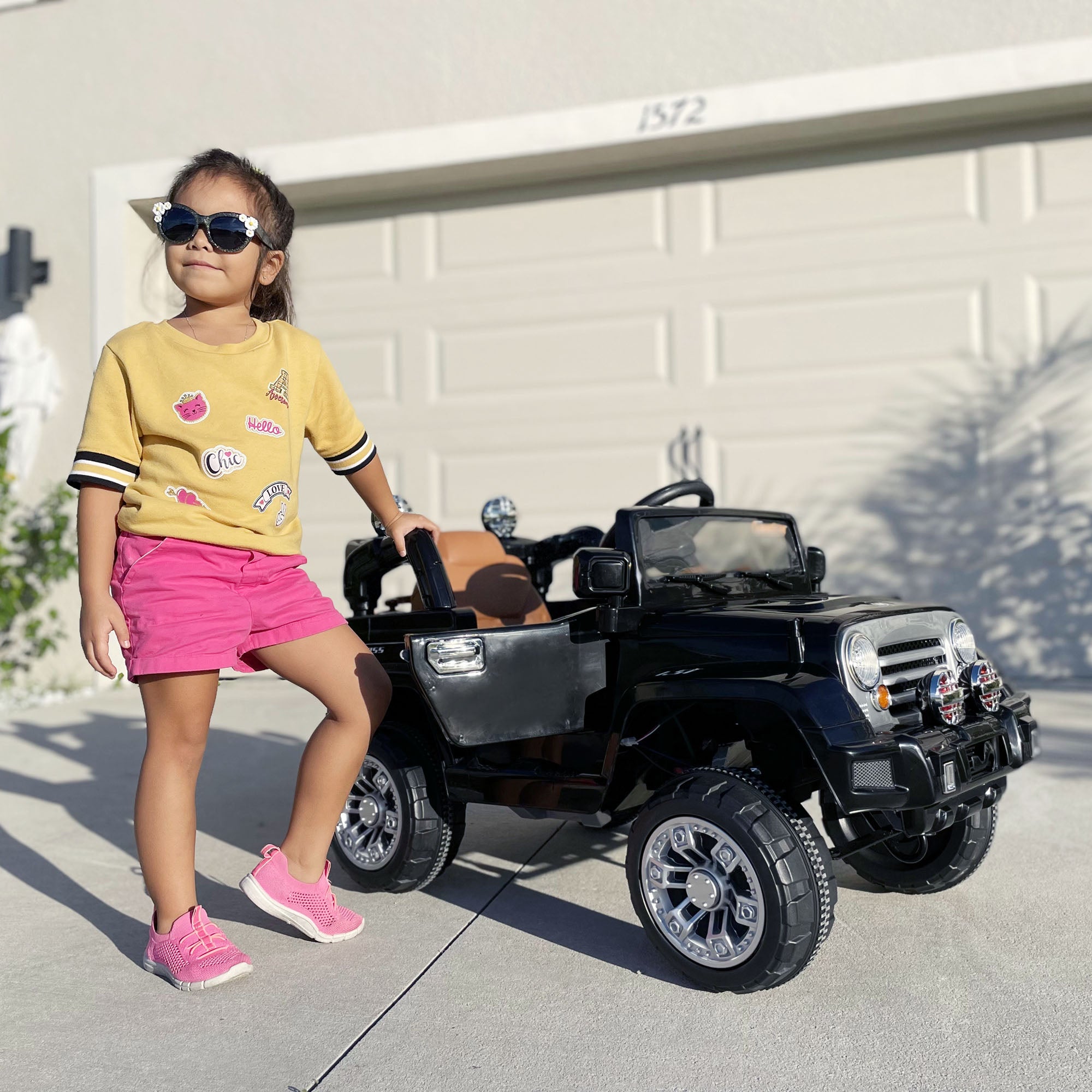 Aosom 12V Kids Electric Toy Car Jeep Power Wheels with Remote Control Black