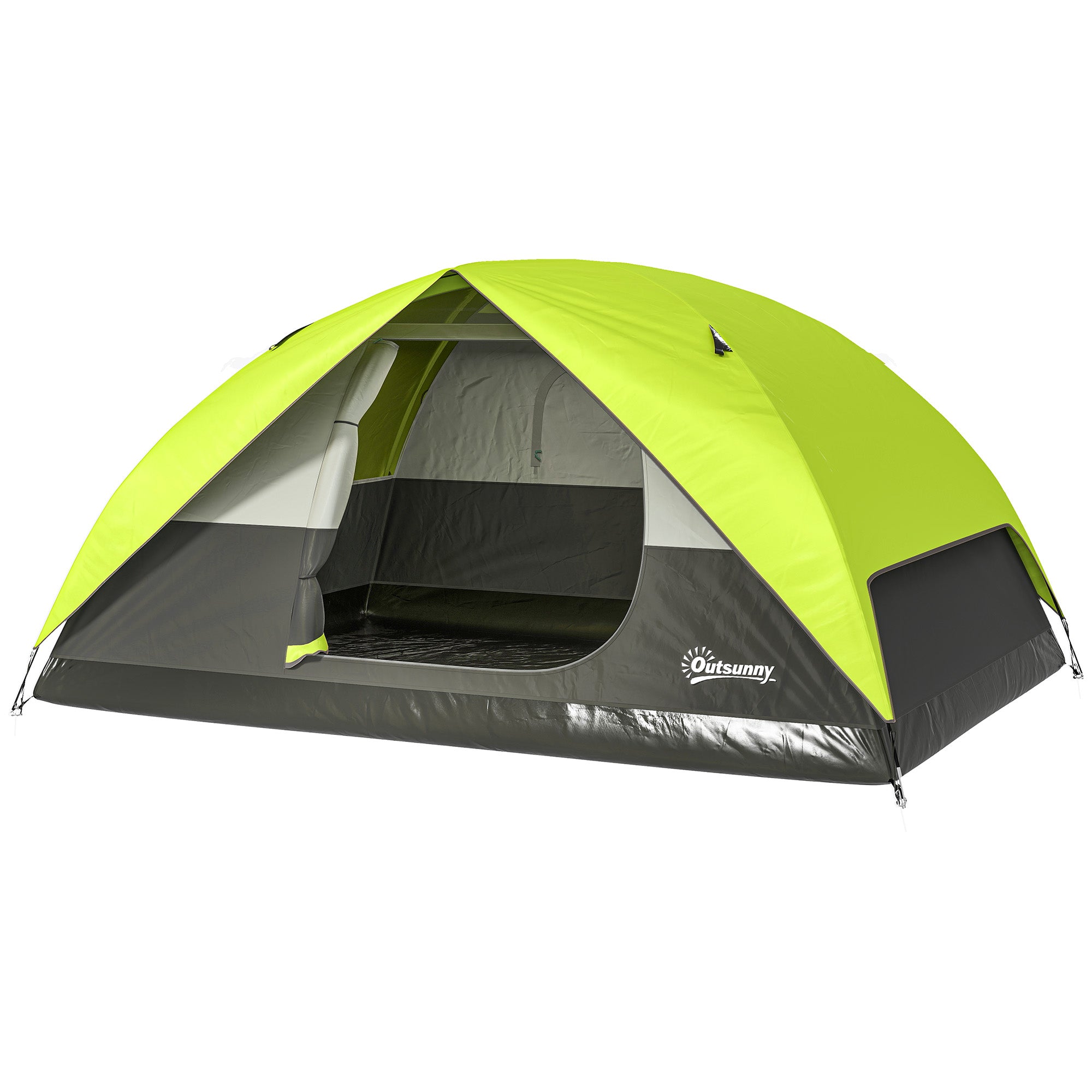 Pop Up Camping Tent, 3-4 Person Family Tent, Waterproof Dome Tent with Mesh Window, Storage Pockets and Hook