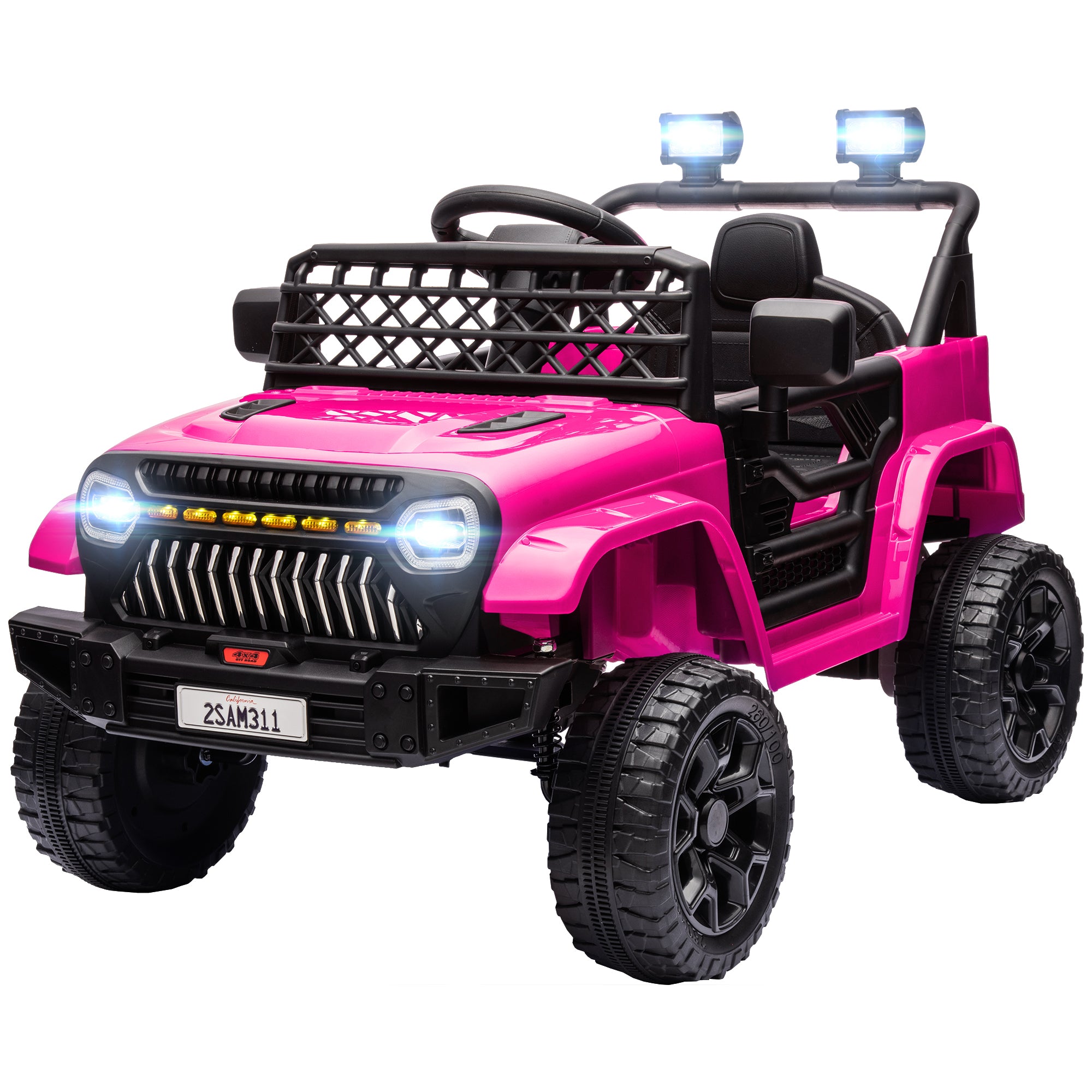Qaba 12V Ride on Truck, Electric Car for Kids with Remote Control, Suspension, 3 Speeds, USB Music Headlights, Pink