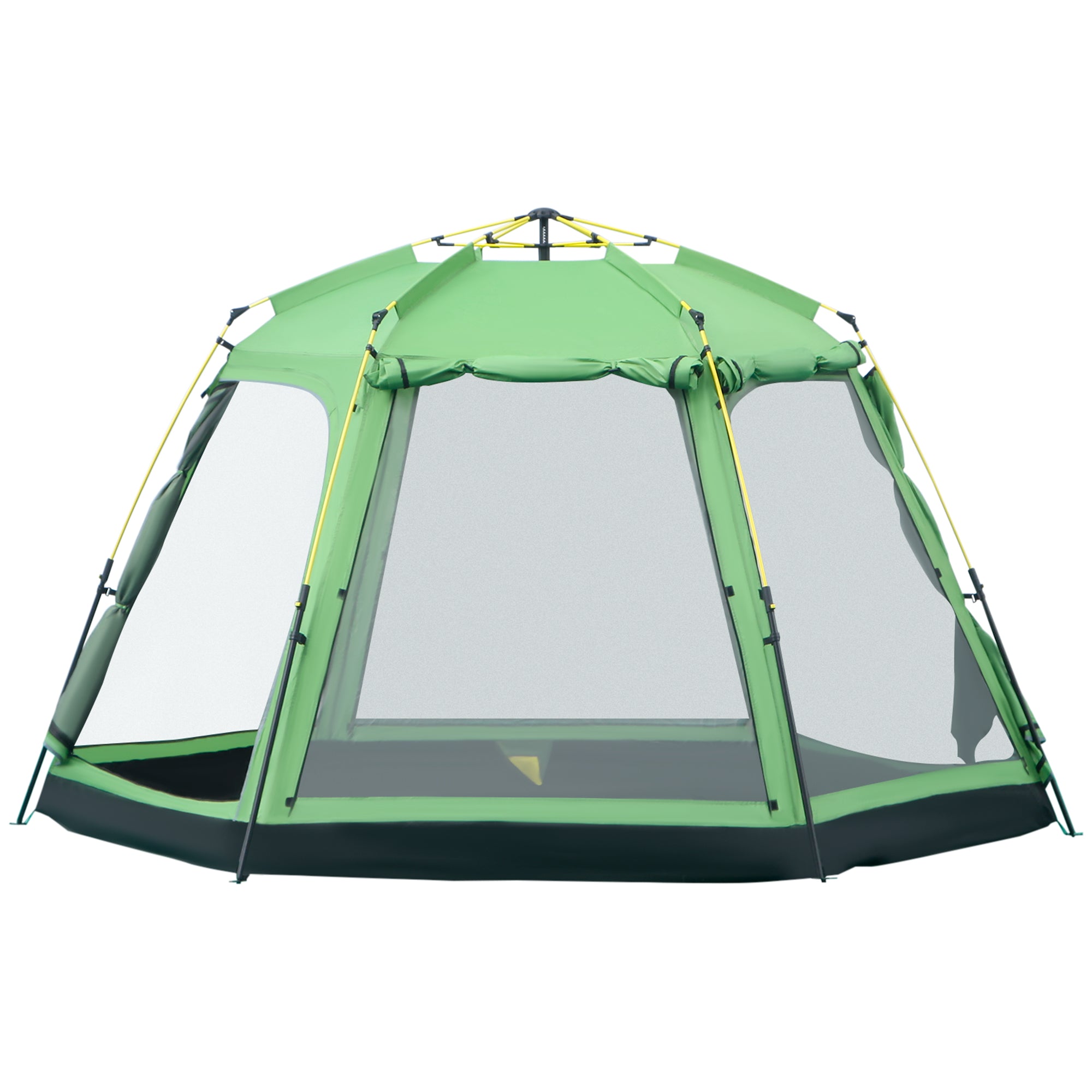 6 People Instant Automatic Camping Tent, 2-Tier Fabric Backpacking Tent with 4 Windows 2 Doors Portable Carry Bag for Fishing Hiking, Green
