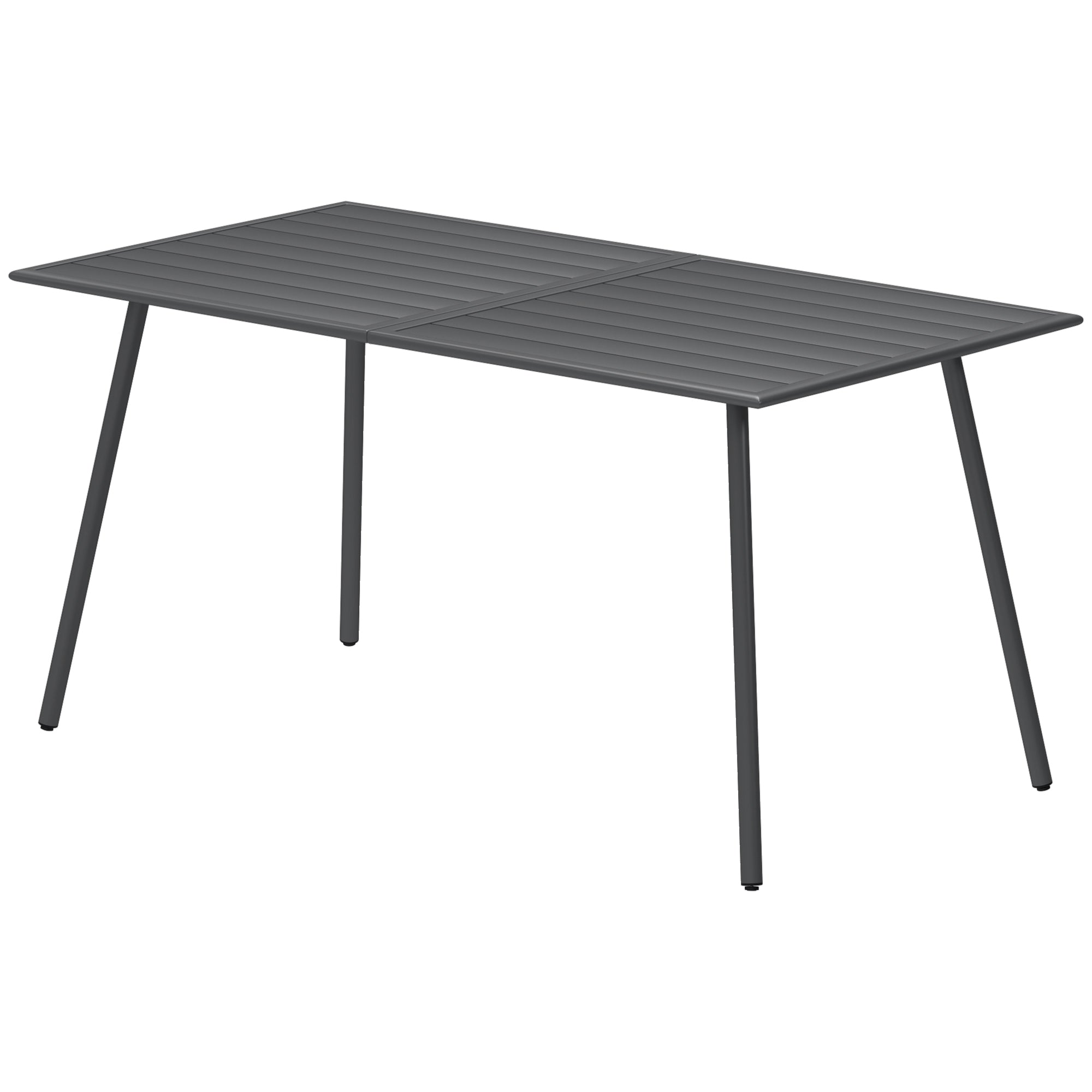 Rectangle Patio Dining Table for 6 Person, Metal Steel Slat Outdoor Table, for Lawn, Garden, 59" x 31.5" x 29", Grey