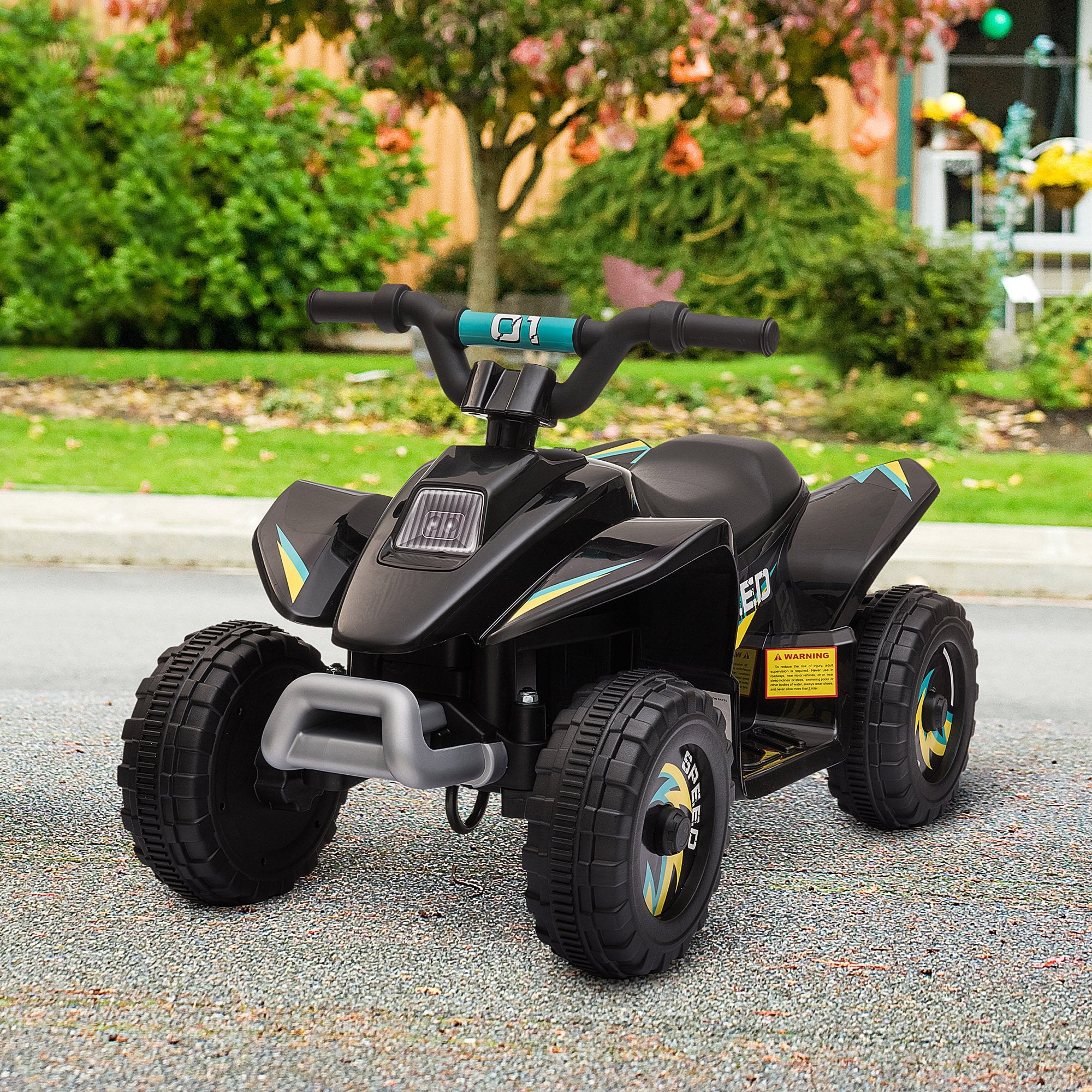 Aosom Kids Ride on ATV, 6V Battery Powered Quad Car with Forward, Reverse Switch, for Boys Girls 18-36 Months, Black