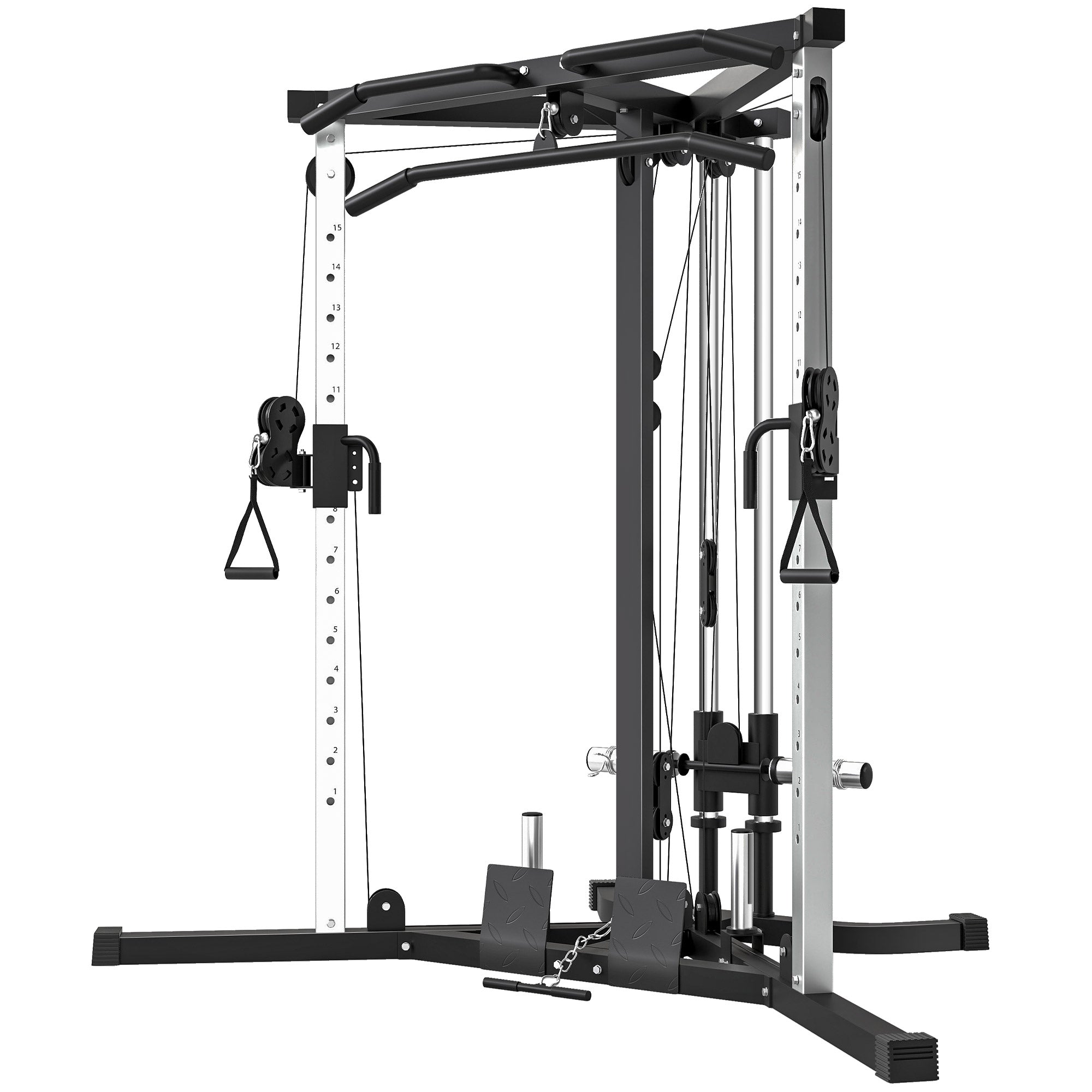 Soozier Multifunctional Home Gym Machine with Pull Up Bar, 15-Position Adjustable Strength Training Workout Station