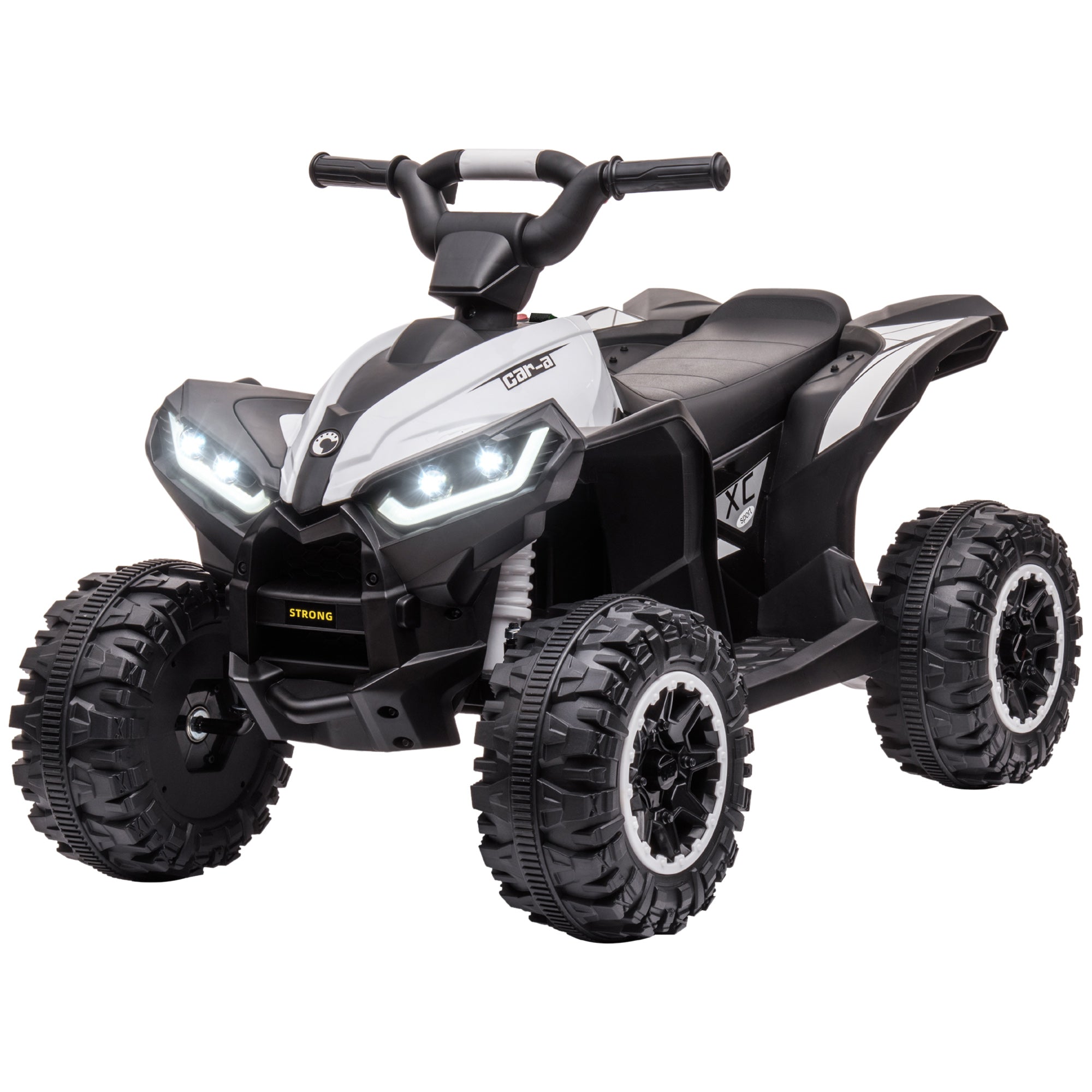 Aosom Kids 4 Wheeler Quad with Music, Headlights, High & Low Speed, Kids ATV for 3-5 Years Old Boys & Girl, White