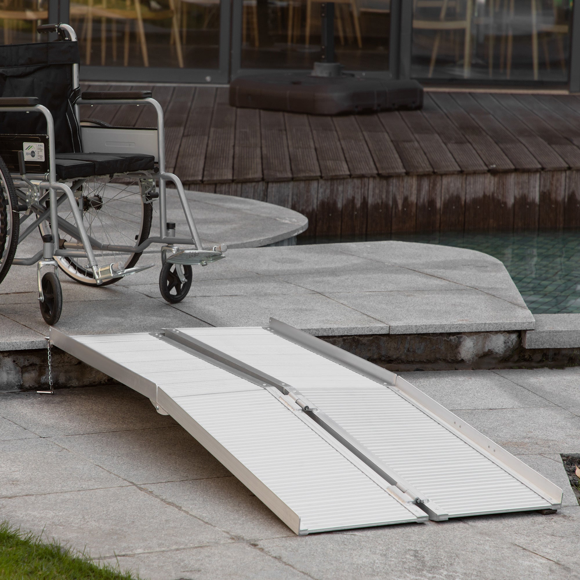 Textured Aluminum Folding Wheelchair Ramp, Portable Threshold Ramp 6', for Scooter Steps Home Stairs Doorways