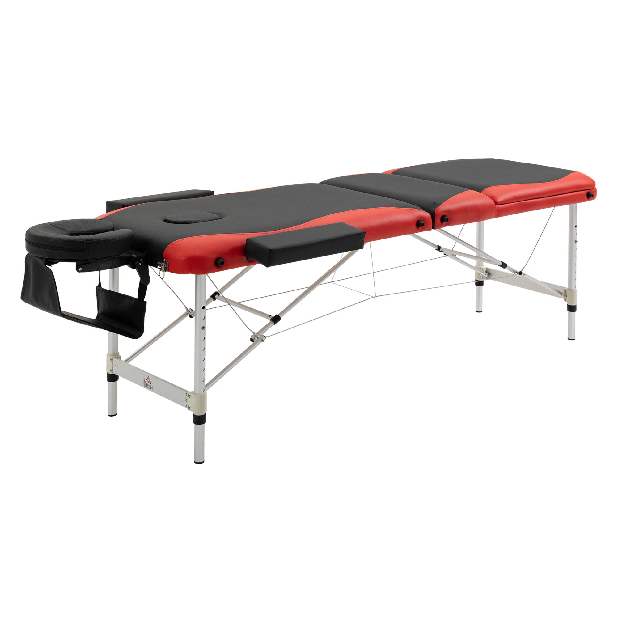 85" 3 Section Foldable Massage Table Professional Salon Spa Facial Couch Bed (Black/Red)