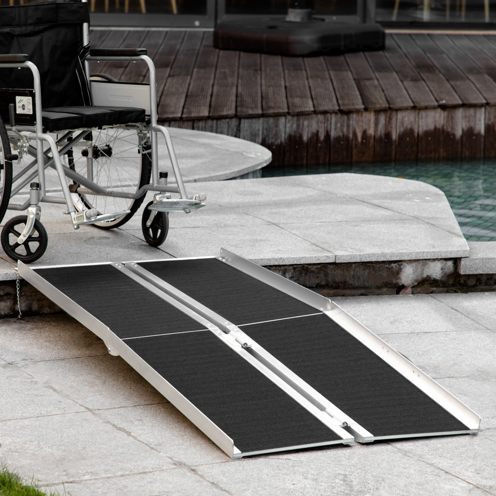 6ft Wheelchair Ramp Scooter Mobility Non-Skid Layering Portable Foldable Aluminium
