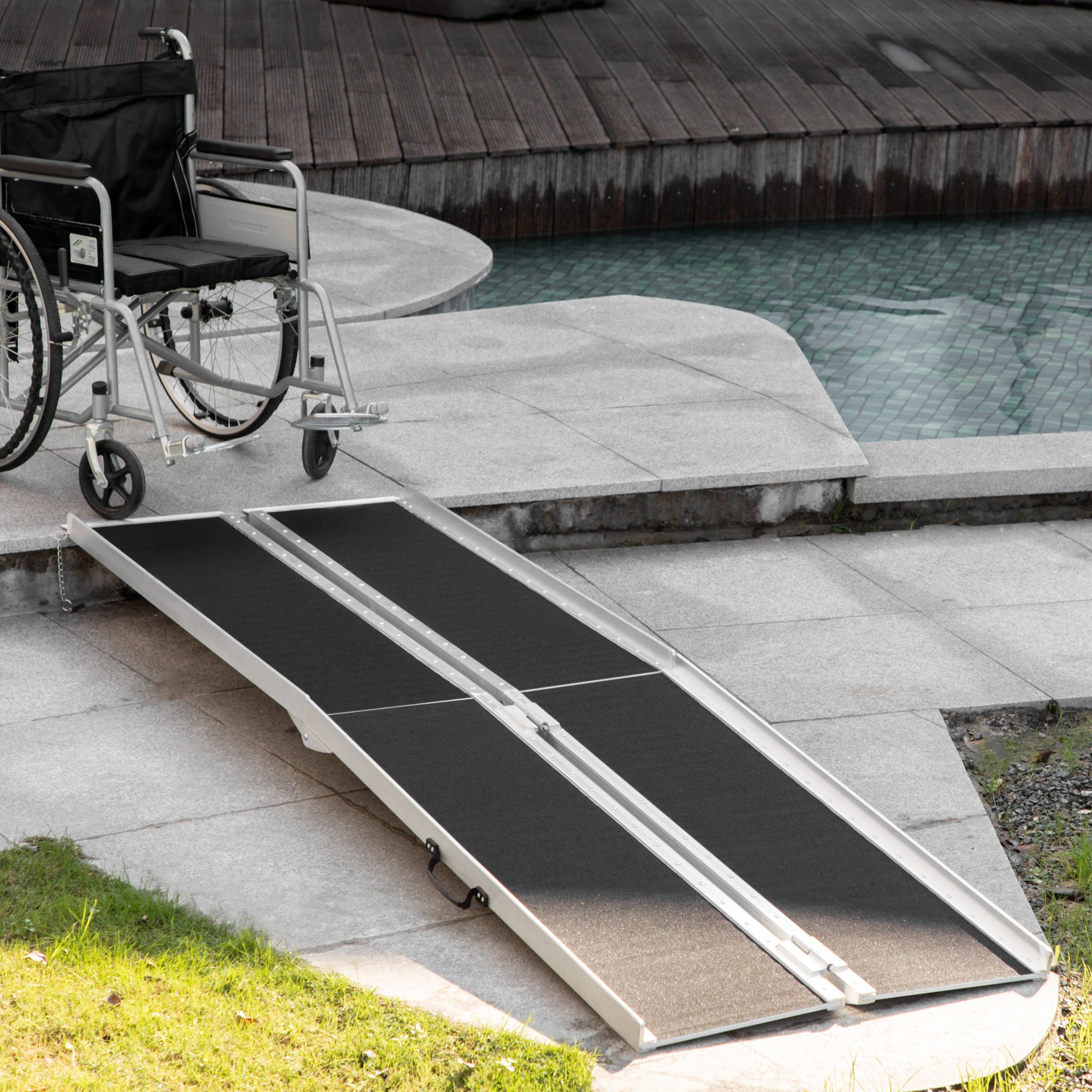 8ft Wheelchair Ramp, Non-Slip Aluminum Folding Handicap Ramp, Suitable for Door Thresholds, Home Steps, Cars, Scooters, Carts, and Stairs