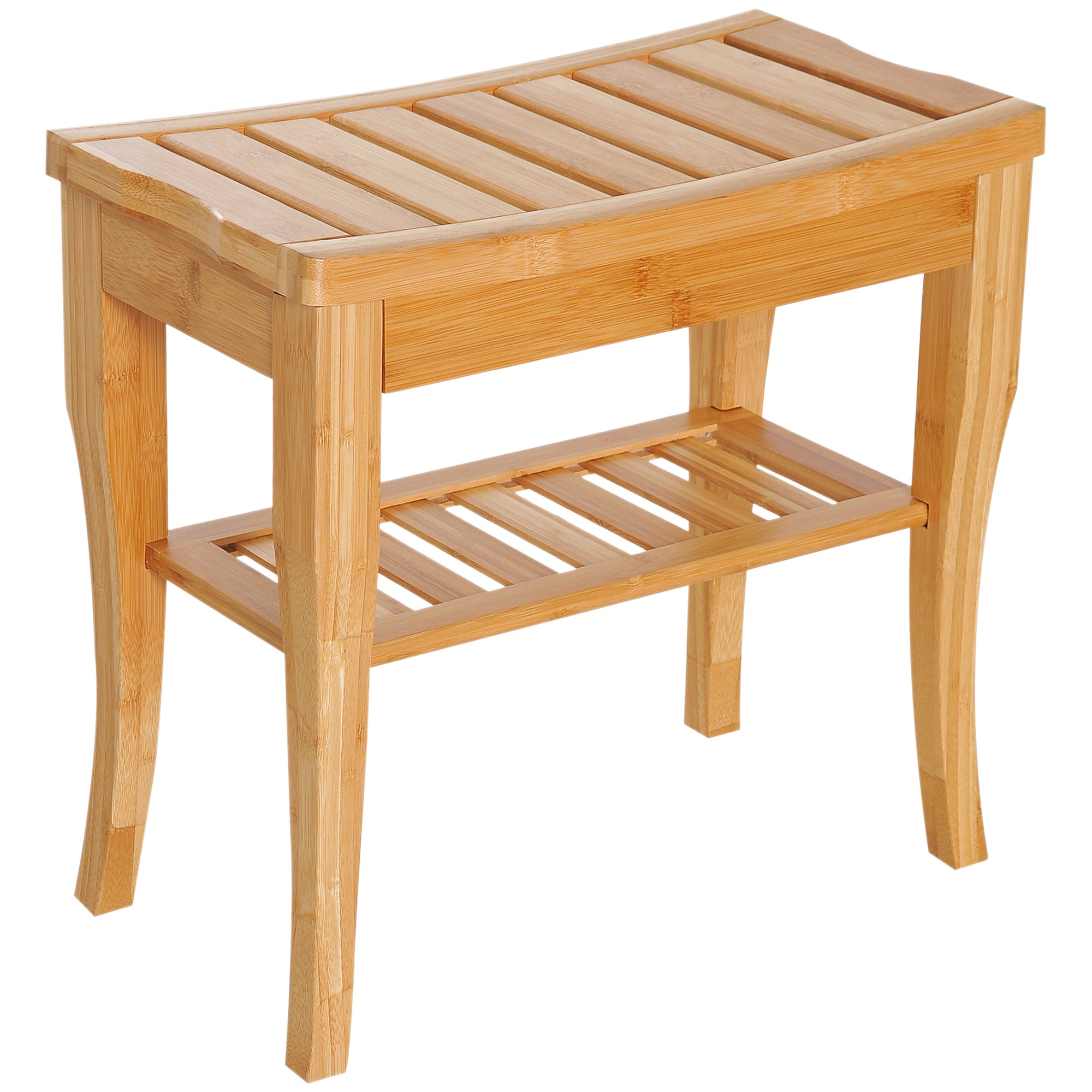 20" Bamboo Shower Bench Bathroom Stool Spa Bath Seat Organizer Storage Shelf