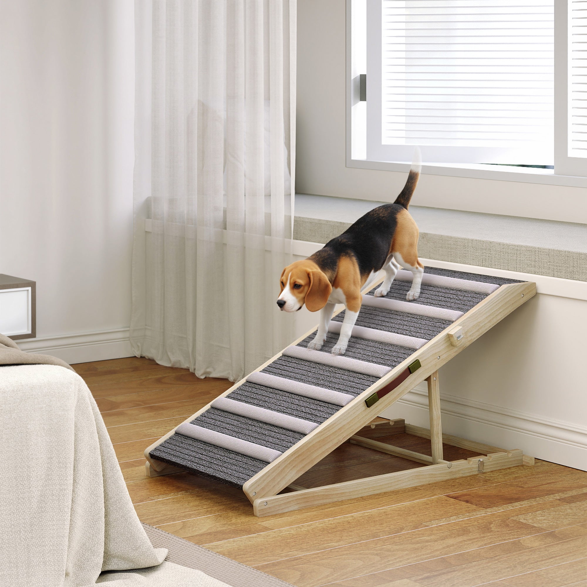 Dog Ramp for Couch, Foldable Pet Ramp for Small to Large Dog, 4 Adjustable Height from 14" to 20"