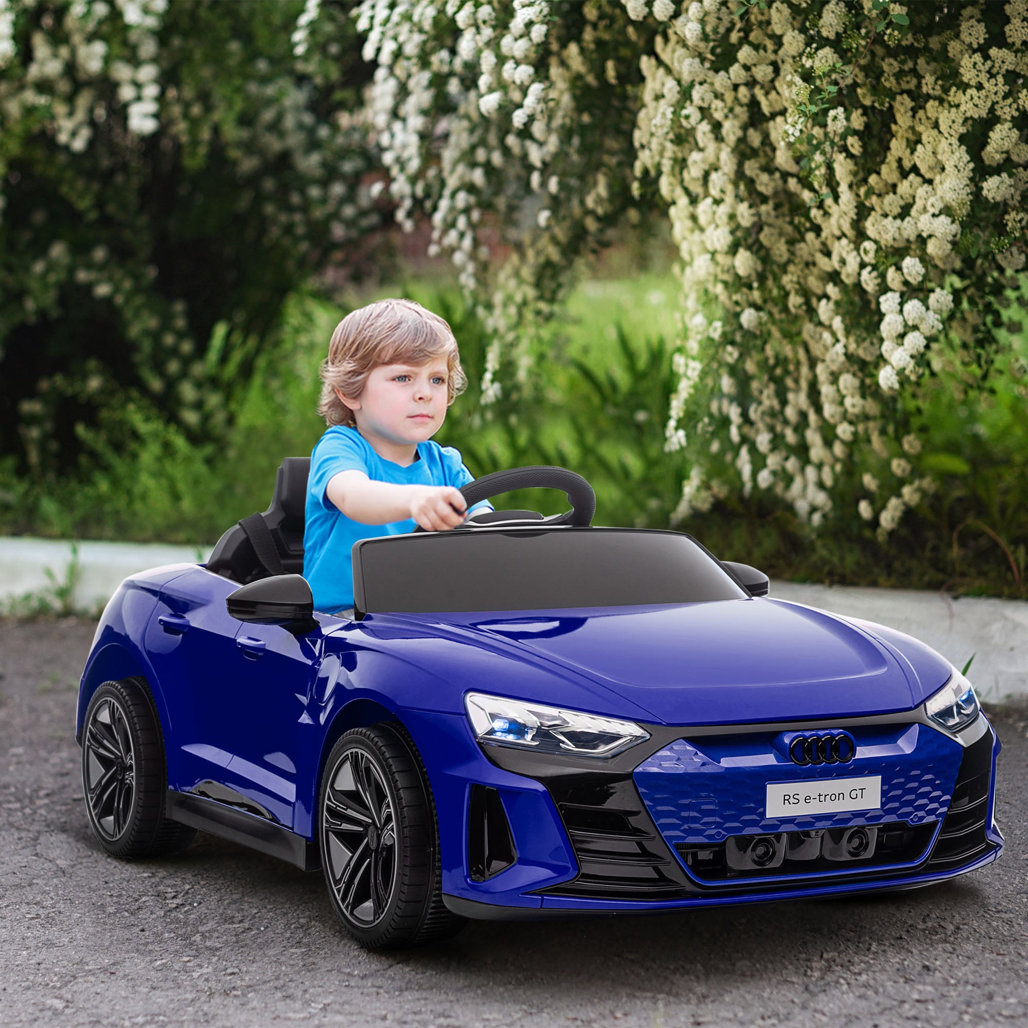 Aosom 12V Audi RS e-tron GT Licensed Kids Ride on Car, Battery Powered Electric Car with Remote Control, Navy Blue