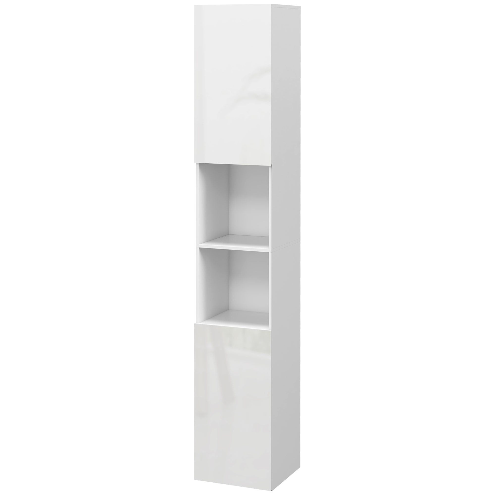 Tall Bathroom Cabinet, High Gloss Storage Cabinet with Doors and Adjustable Shelves, 11.8" x 11.8" x 71.5", White