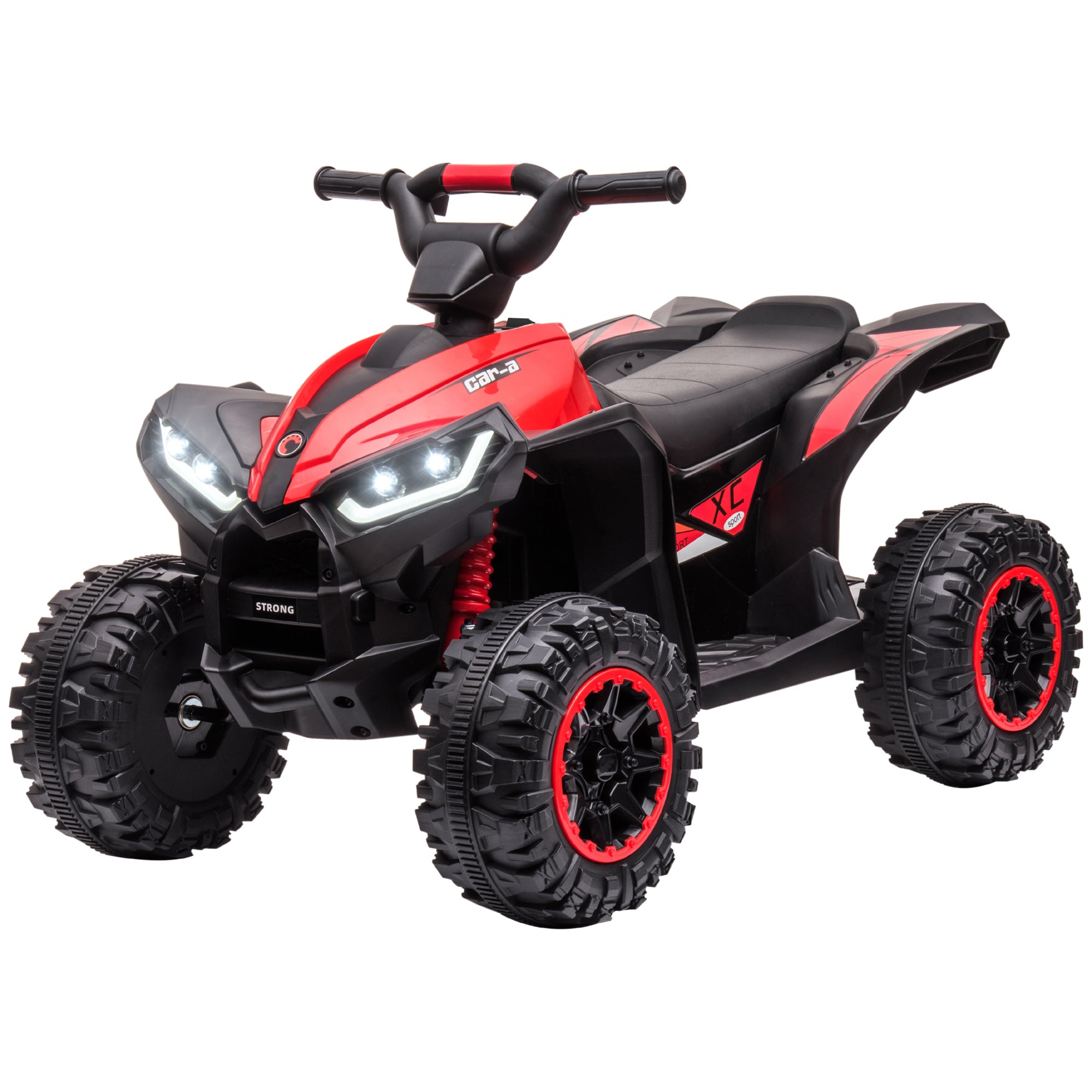 Aosom Kids 4 Wheeler Quad with Music, Headlights, High & Low Speed, Kids ATV for 3-5 Years Old Boys & Girl, Red